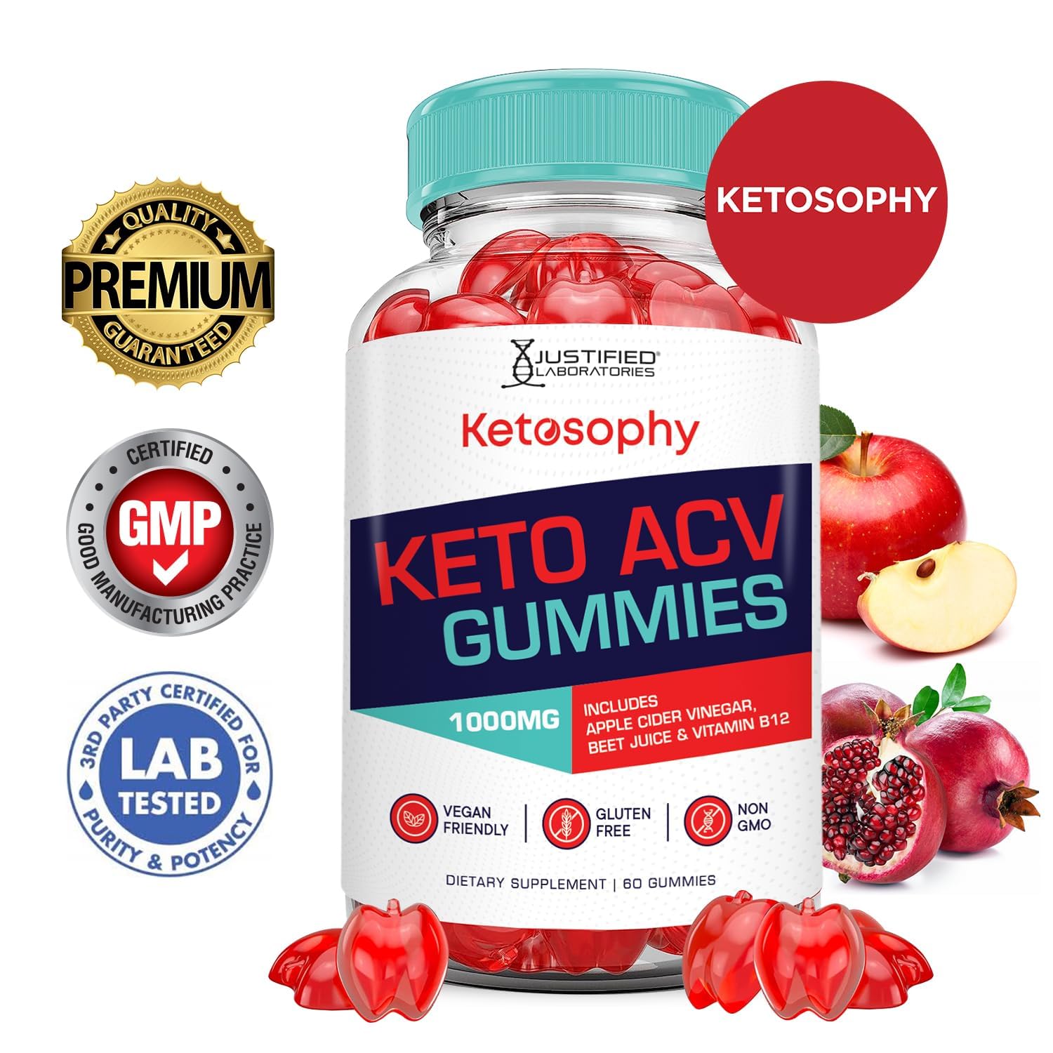 Gommes Ketosophy ACV avec betterave et grenade visibles.