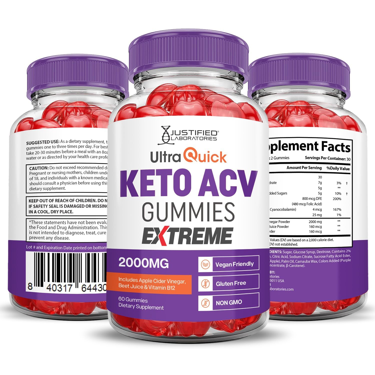 Usage quotidien facile des gommes Ultra Quick Keto ACV Justified Laboratoires.