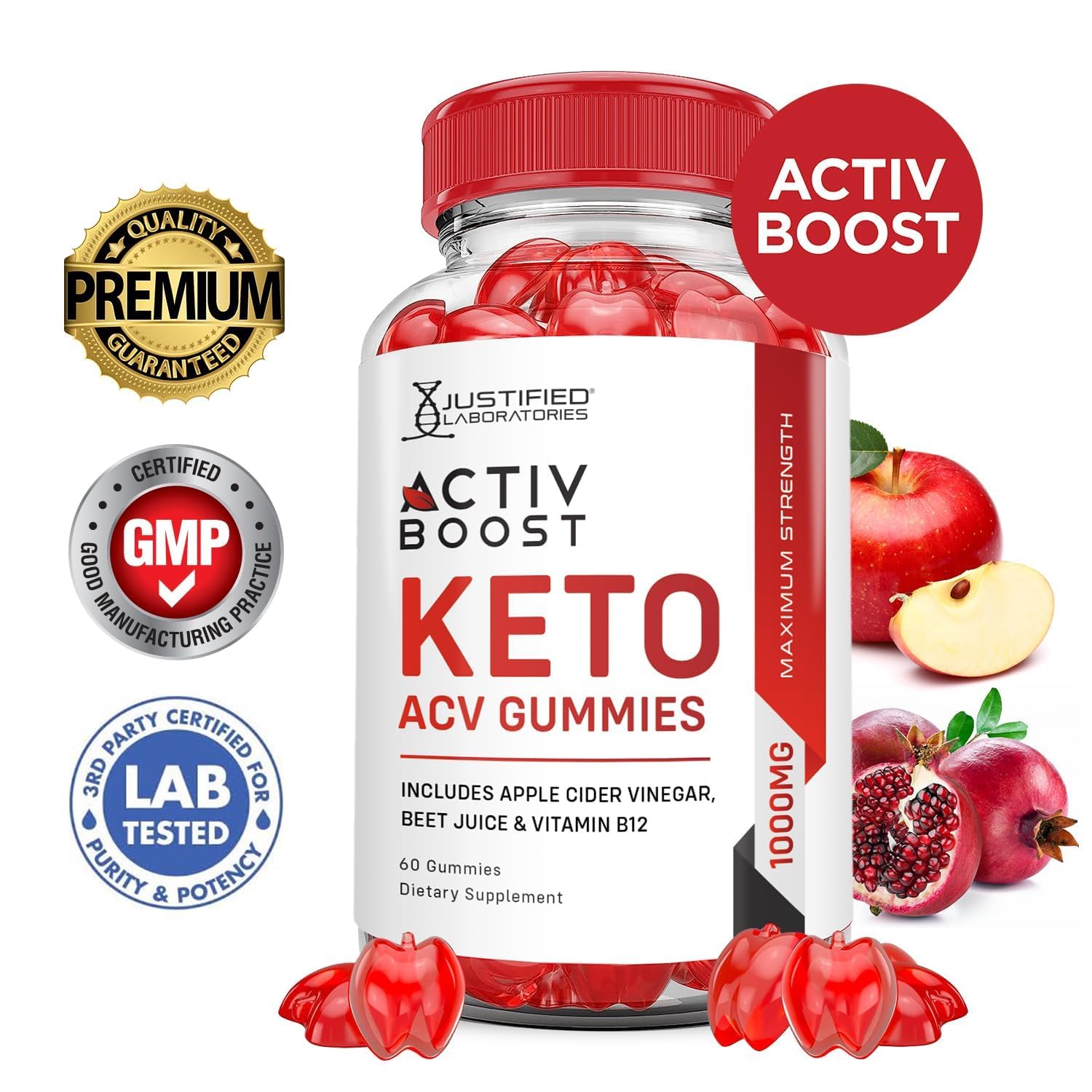 Justified Laboratories Activboost Keto ACV Gummies – gommes rouges, collation saine et savoureuse