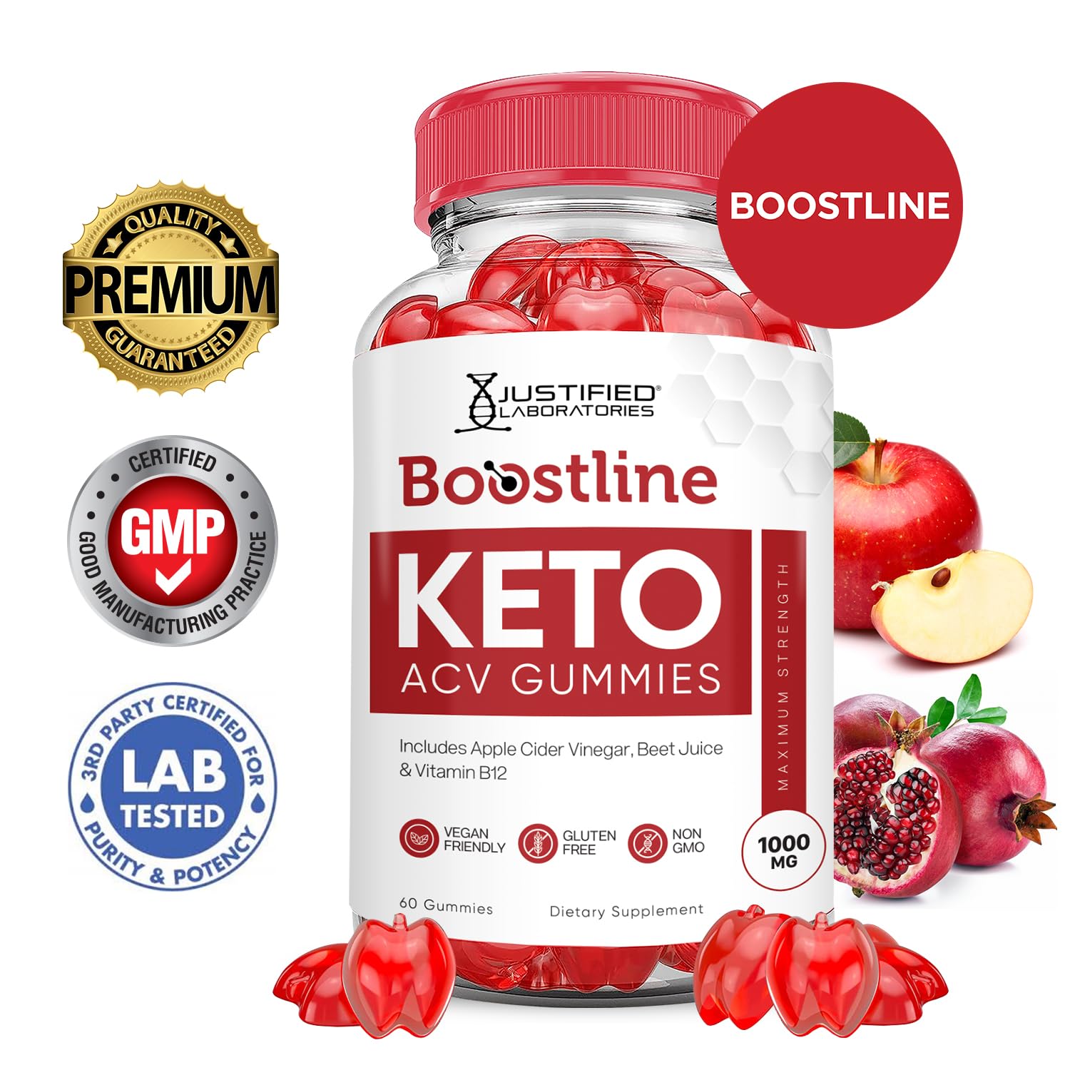 Pack de 5 gommes Boostline Keto ACV Justified Laboratories, solution pratique et économique