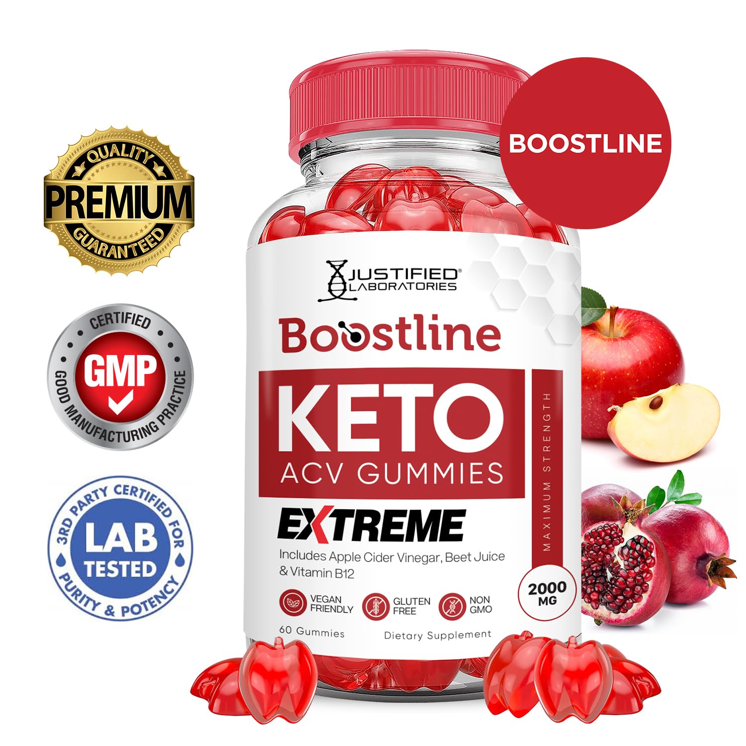 Gommes rouges Boostline Keto, goût agréable avec texture gélifiée agréable.