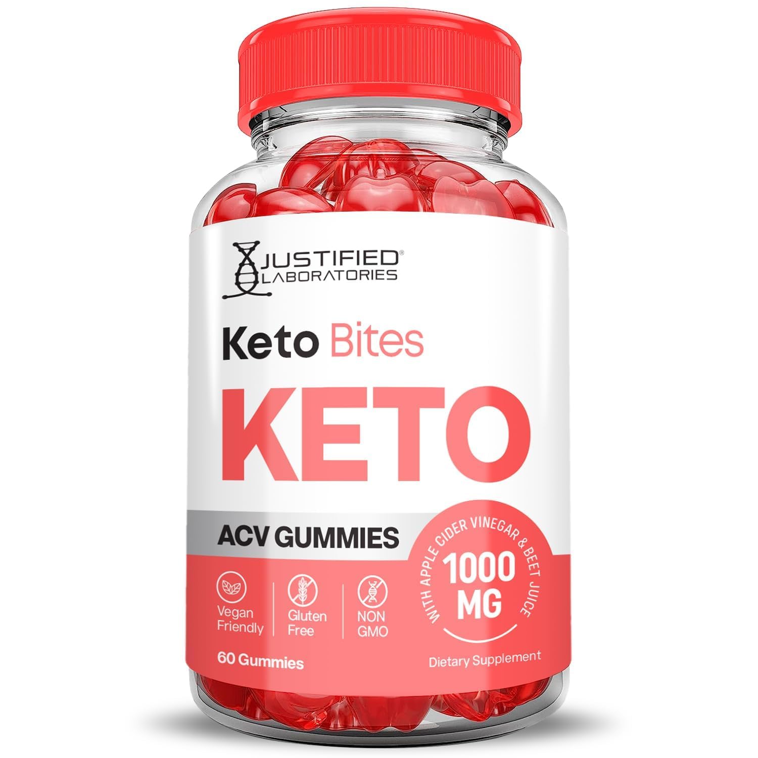 Justified Laboratories gommes keto acv 1000mg – saveur fruitée et gourmande.