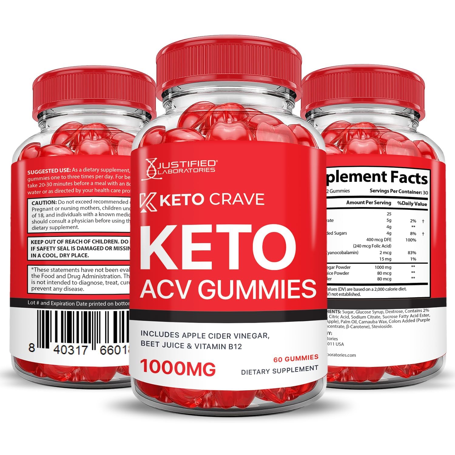 Justified Laboratories Keto Crave fabriqué dans un établissement certifié GMP.