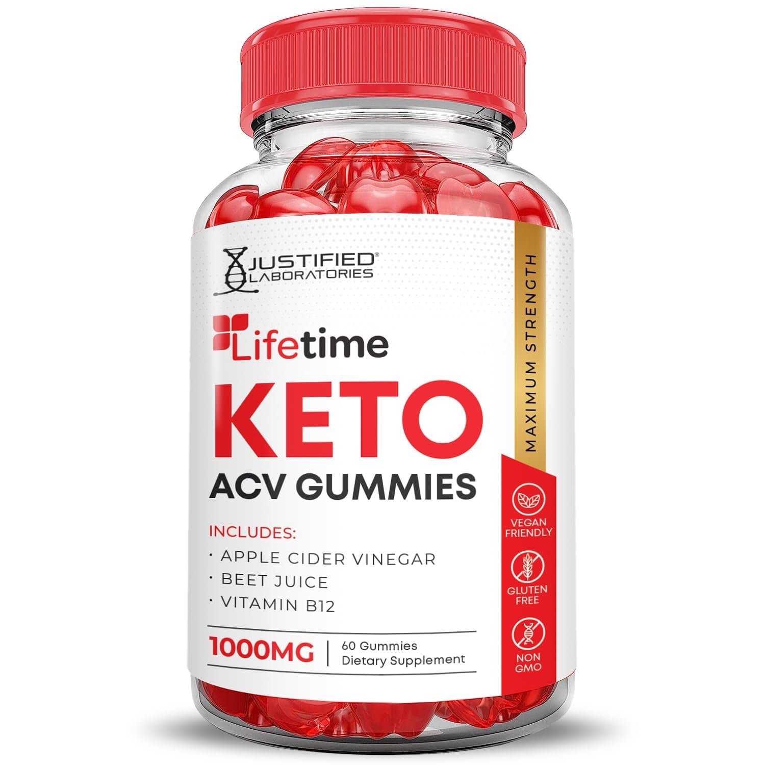 Emballage Lifetime Keto ACV Gummies prêt à emporter, idéal au quotidien.