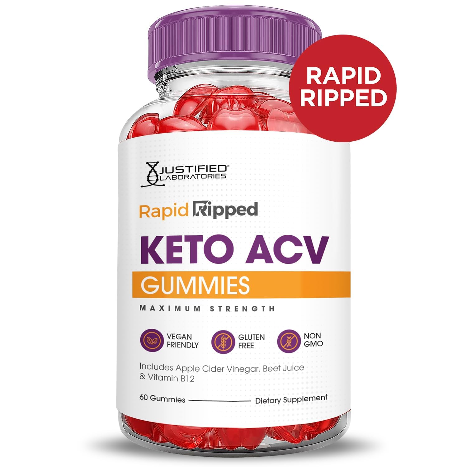 Texture pectinée des gommes Rapid Ripped Keto ACV, expérience moelleuse et agréable.