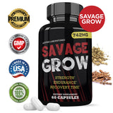 Justified Laboratories Savage Grow 742MG – etiquette lisible avec informations clés.