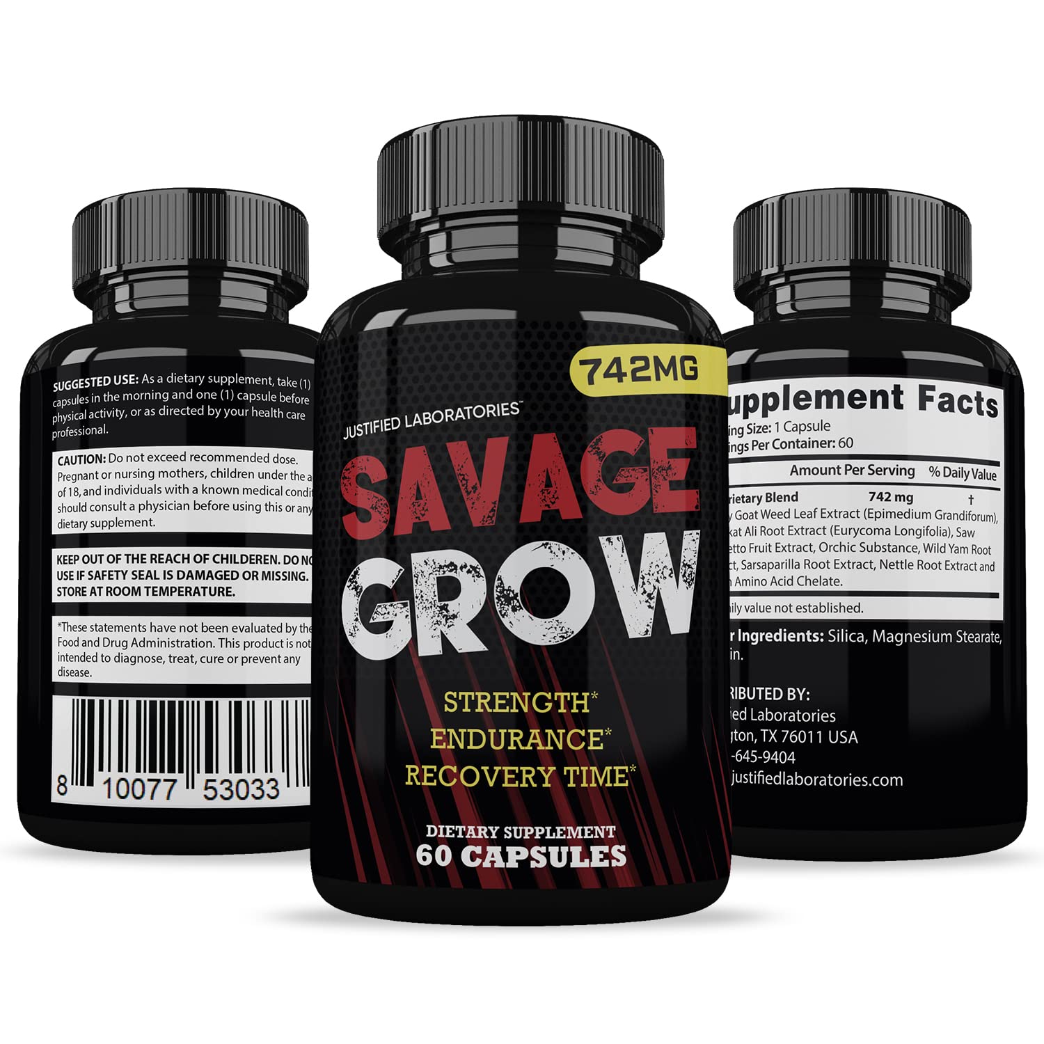 Justified Laboratories Savage Grow 742MG – usage quotidien simple et pratique.