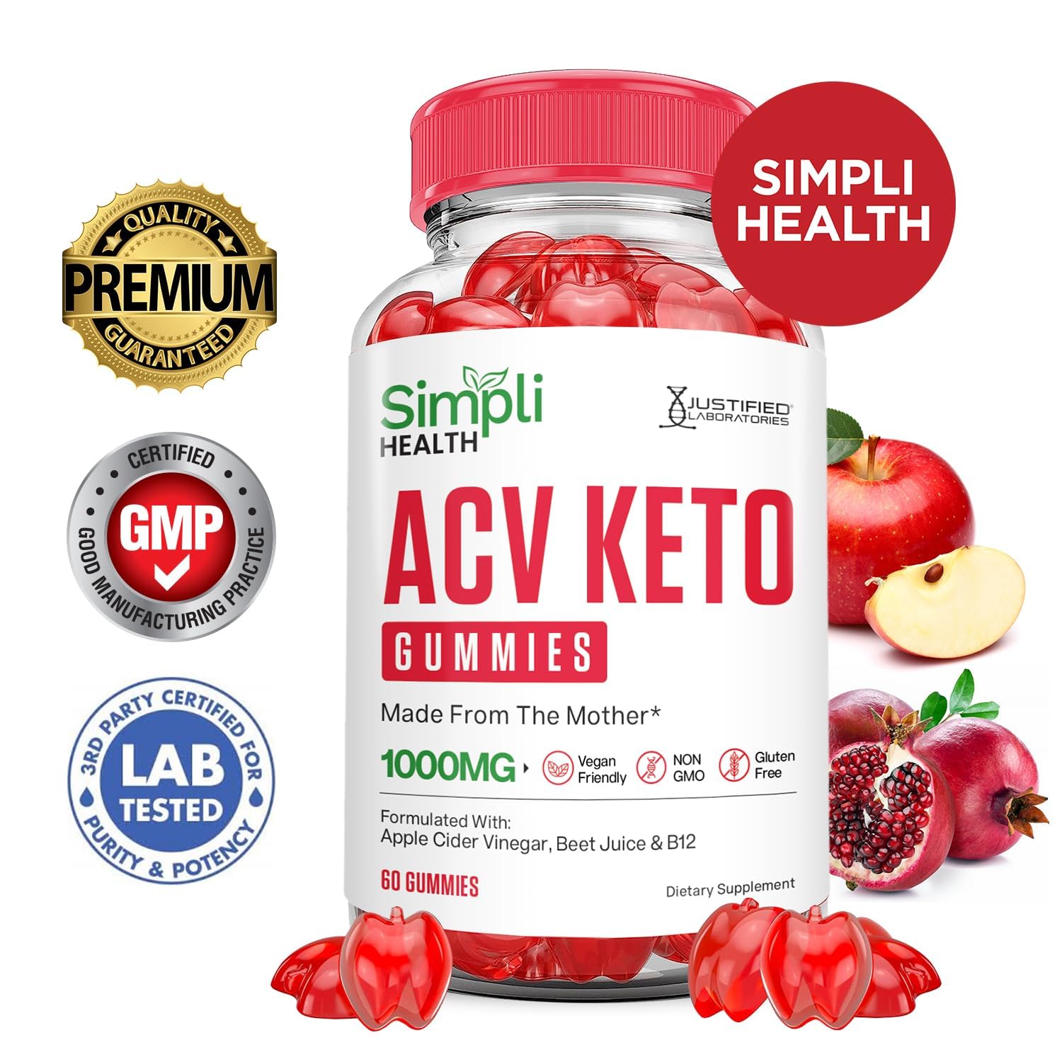 Justified Laboratories Simpli Health Keto ACV Gummies inclusions vitamine B12: soutien nutritionnel.