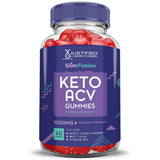 Justified Laboratories Slim Fusion Keto Gummies, ingrédients grenade en poudre et couleur vive.