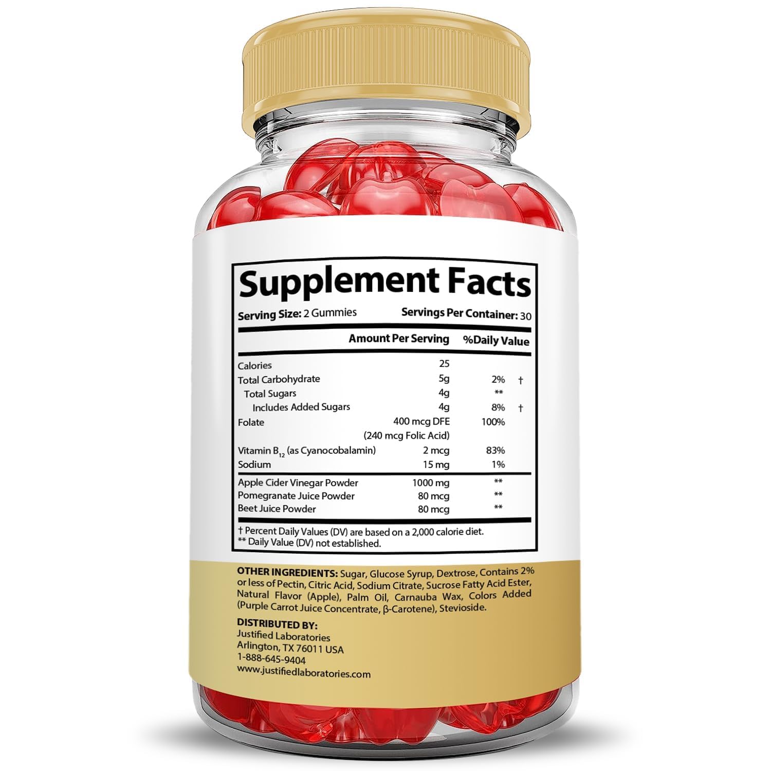 Justified Laboratories Speedy Keto ACV Gummies, packaging ouvert, snack rapide et pratique.