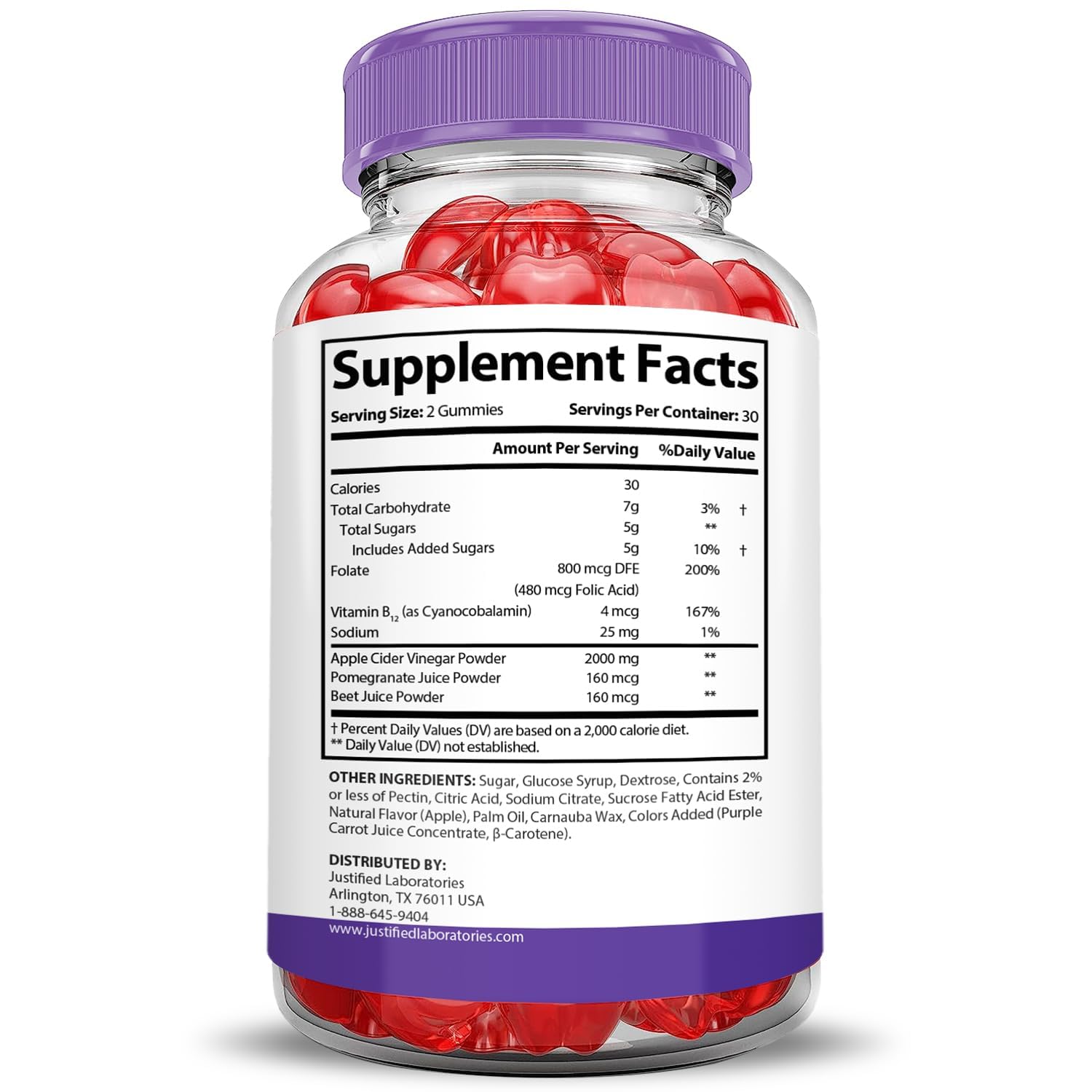 Gommes Justified Tubo Ripped Keto ACV – texture à base de pectine pour une mâche agréable.