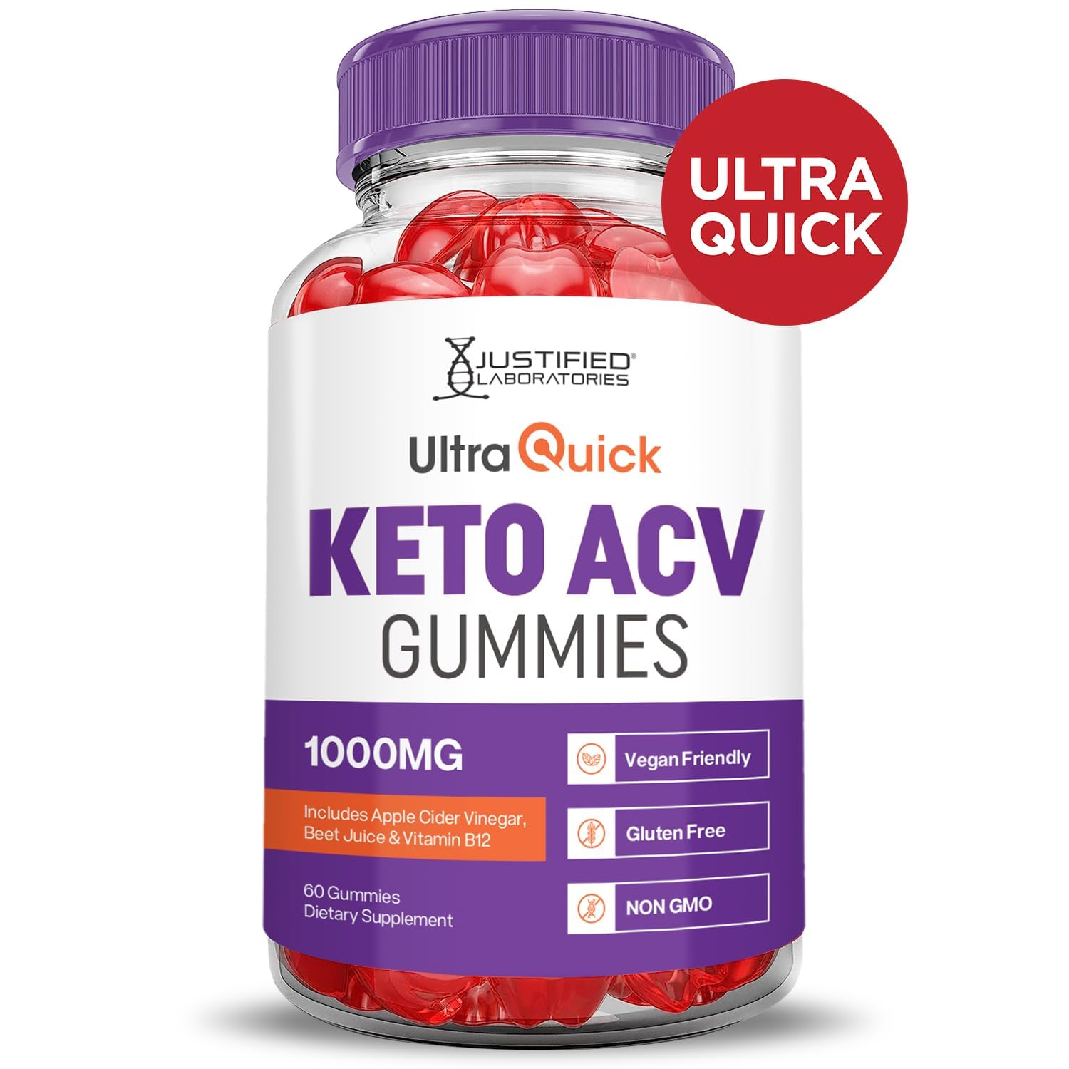 Gommes faciles à consommer avant le sport, snack pratique Justified Laboratories.