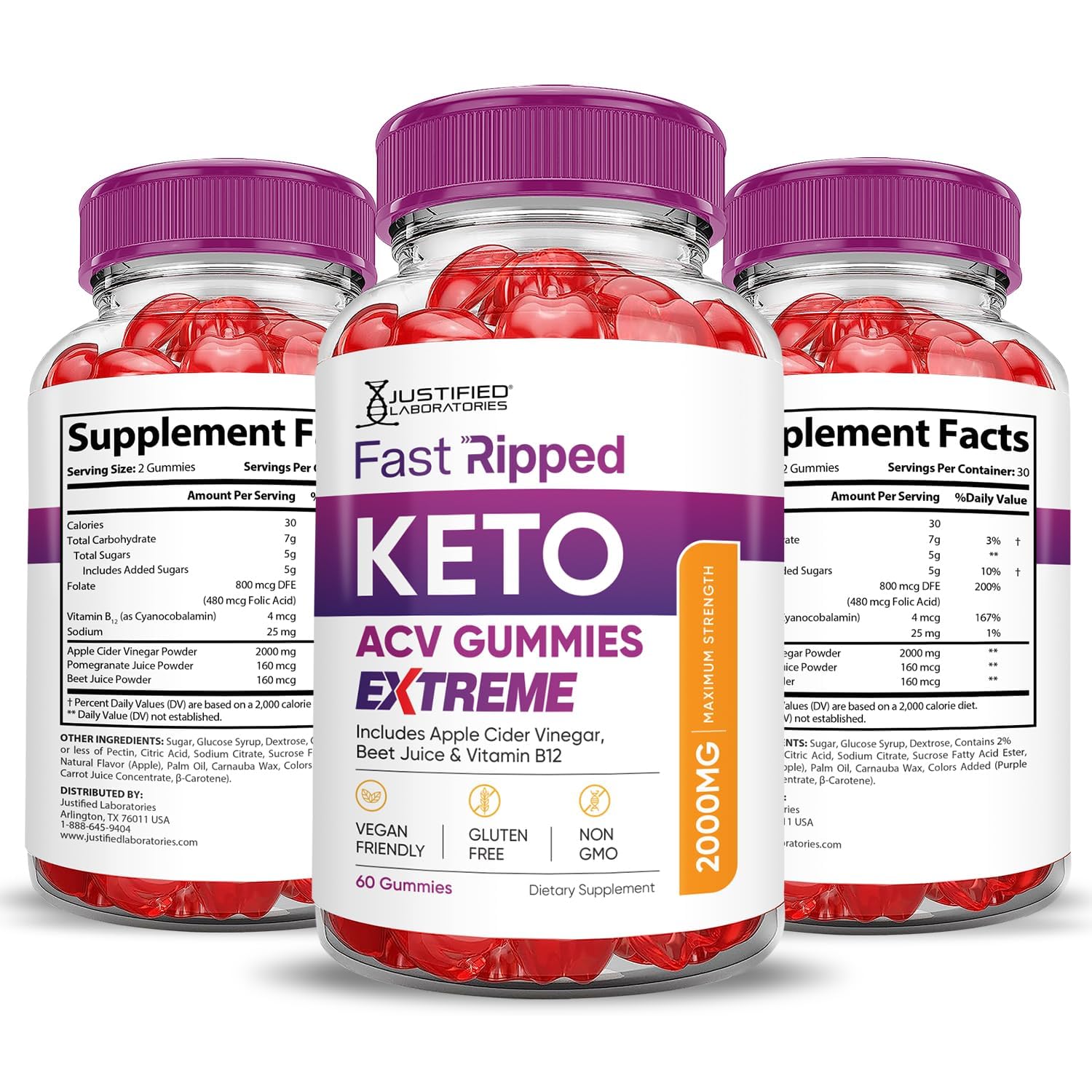 Arôme fruité des gommes céto ACV Justified Laboratories, aspect gourmand.