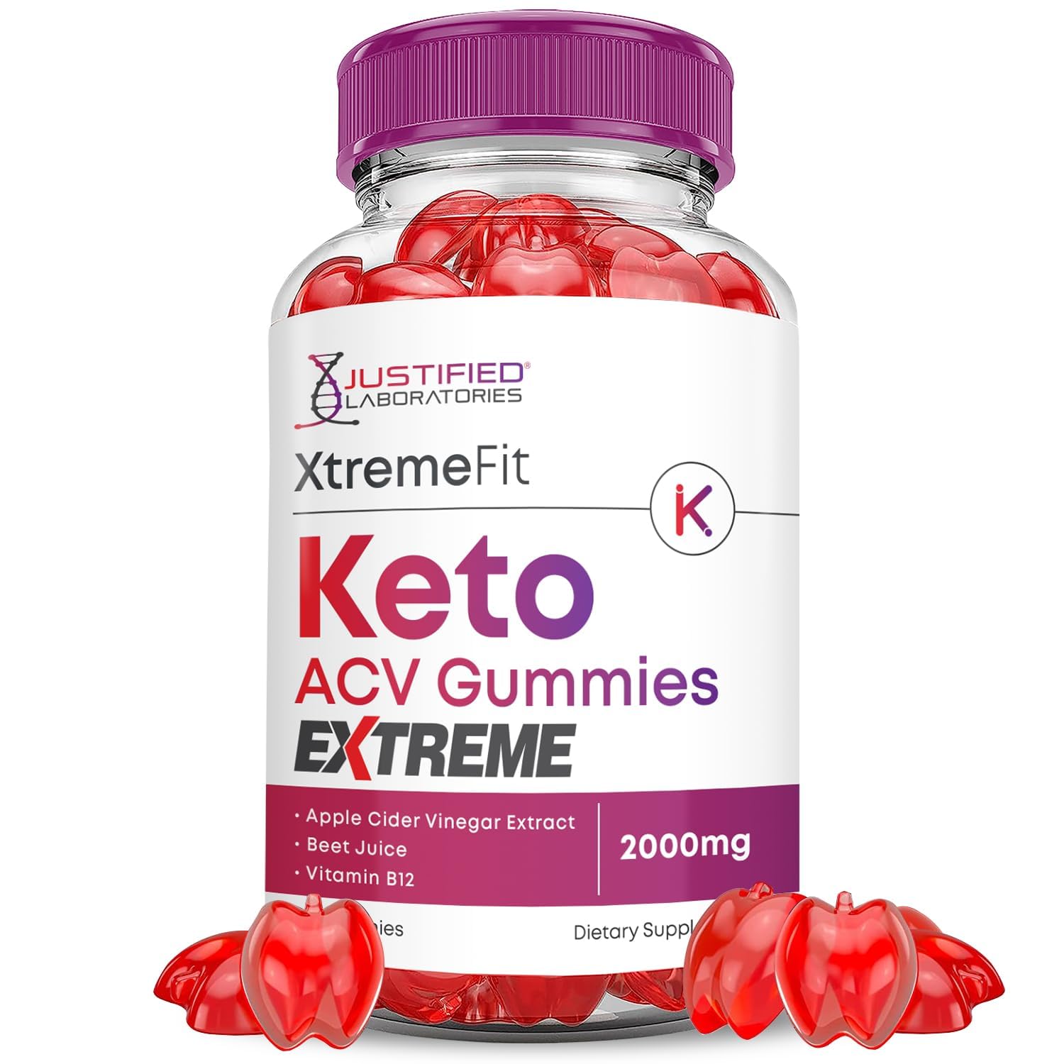 Justified Laboratories Xtreme Fit Keto gommes dans la boîte, pratique pour démarrer la journée