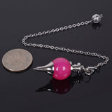Pendule Justinstones agate rose avec chaîne amovible, port pratique en collier.