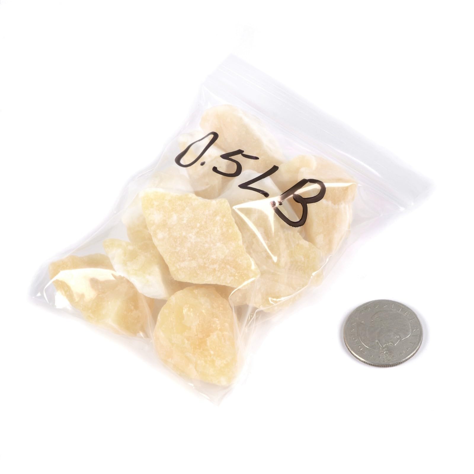 Justinstones calcite polie — pierre de poche pratique pour bureau ou sac.
