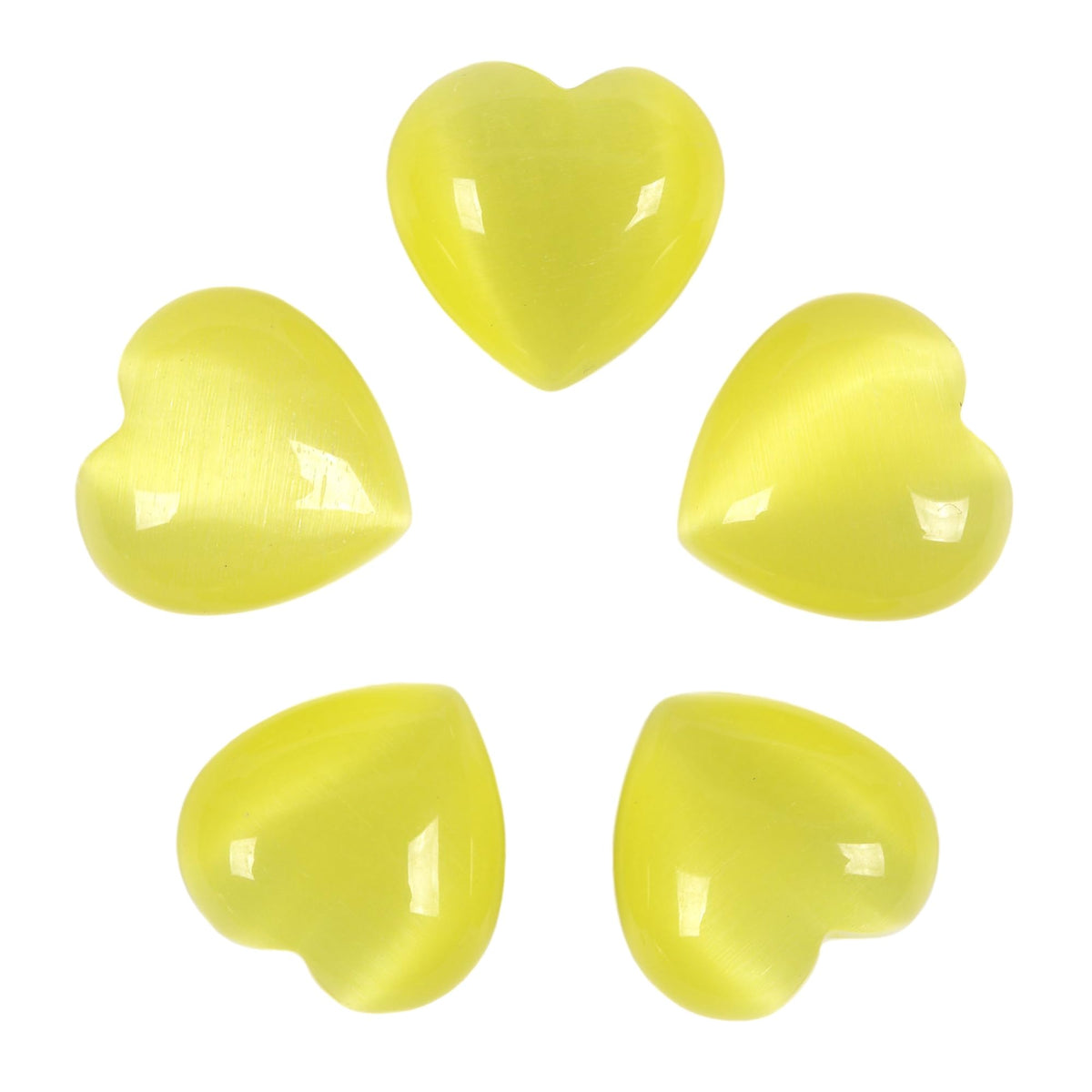 Justinstones cœur cristal jaune œil de chat – accessoire décoratif symbolisant amour et harmonie.