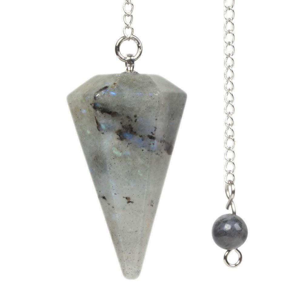 Justinstones pendentif labradorite hexagonal pointe, idéal pour méditation et equilibrage des chakras.
