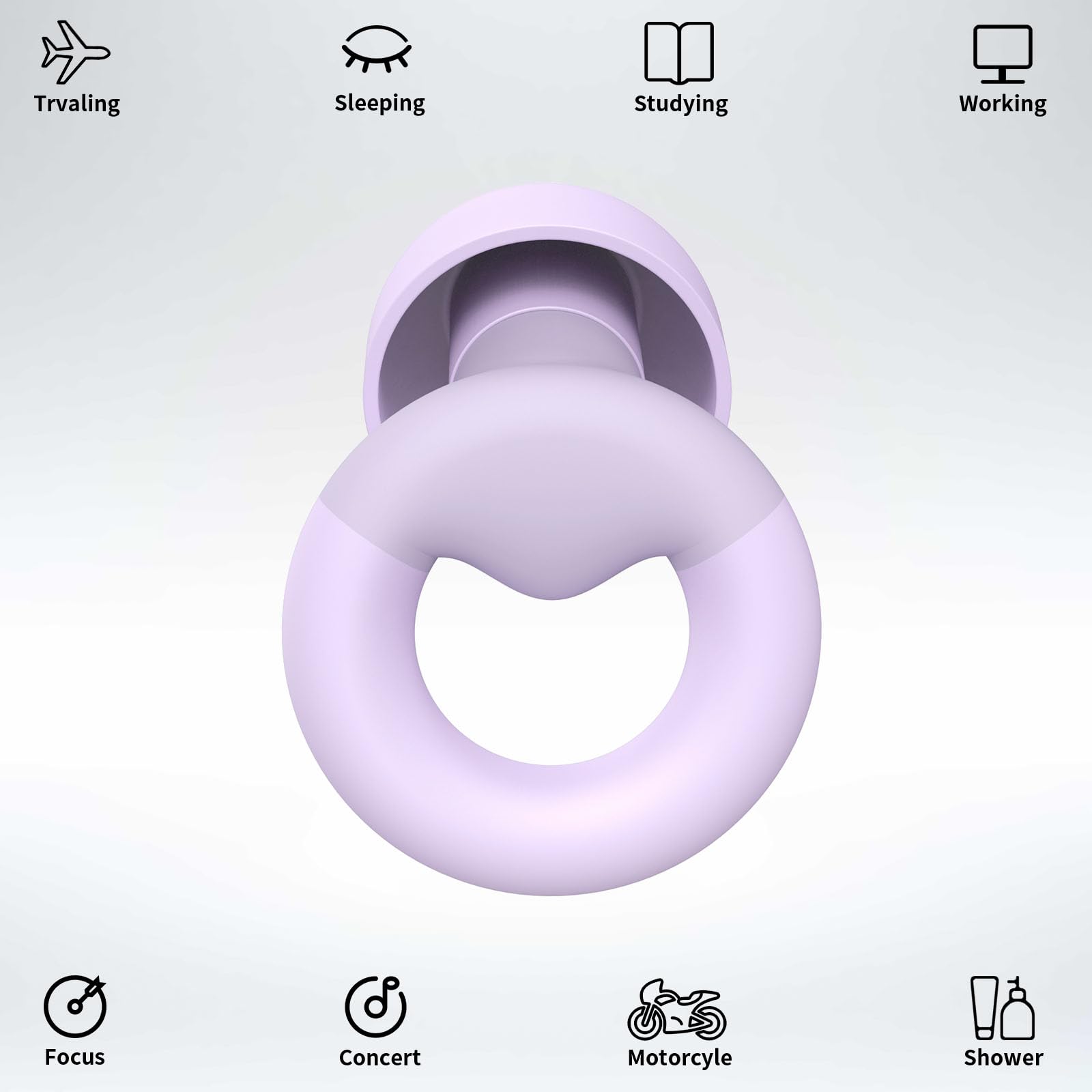JUSTRVN bouchons d'oreille en silicone doux avec 8 embouts pour ajustement personnalisé.