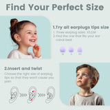 JUSTRVN bouchons d’oreilles enfants avec étui portable et réutilisables