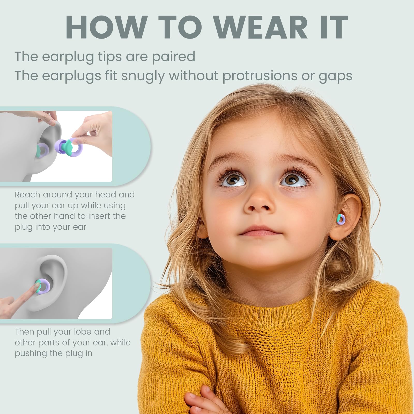 JUSTRVN bouchons d’oreilles enfants trois tailles XS-S-M pour ajustement