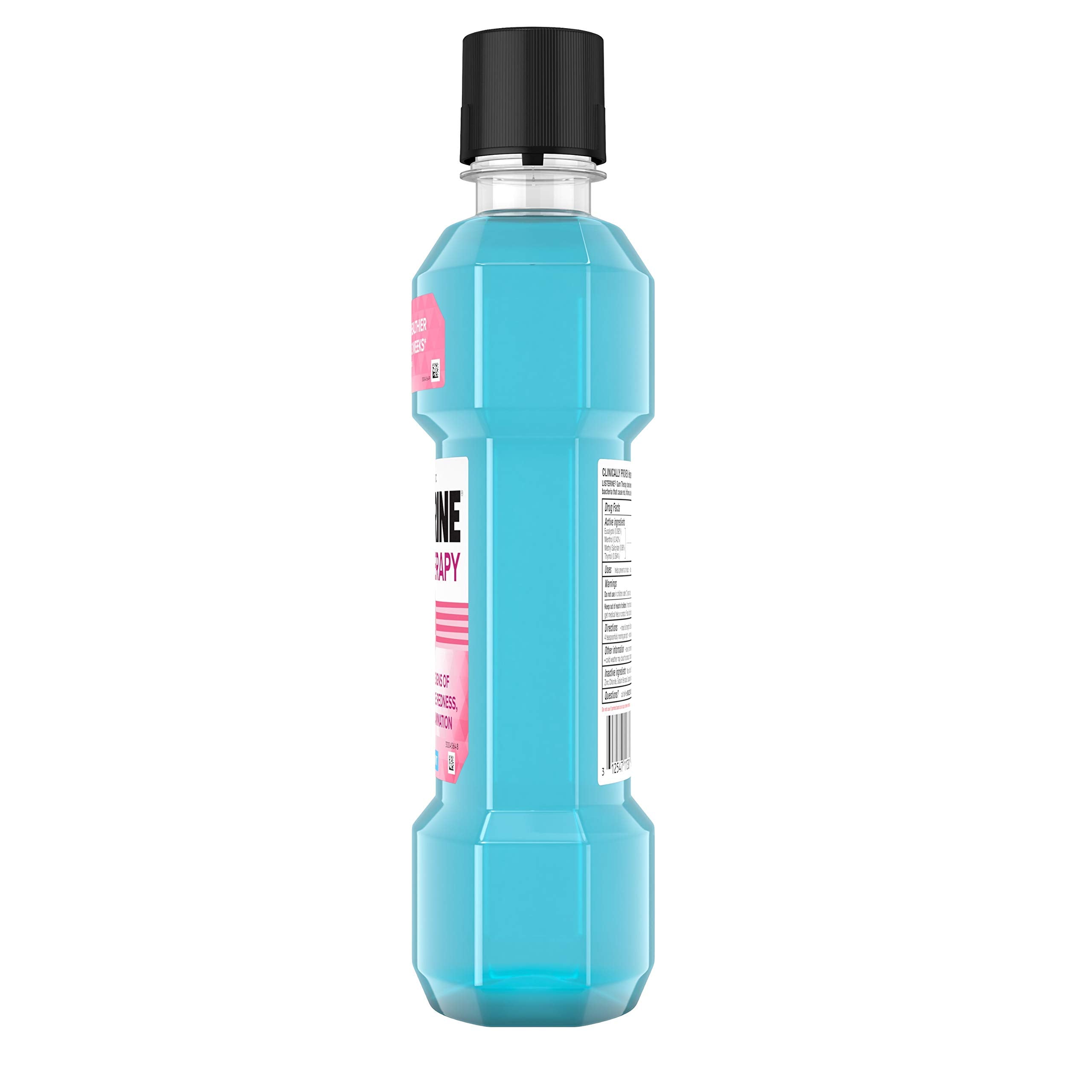 JUSTSWAGDDEEFF Listerine thérapie-gencives, flacon transparent montrant le niveau