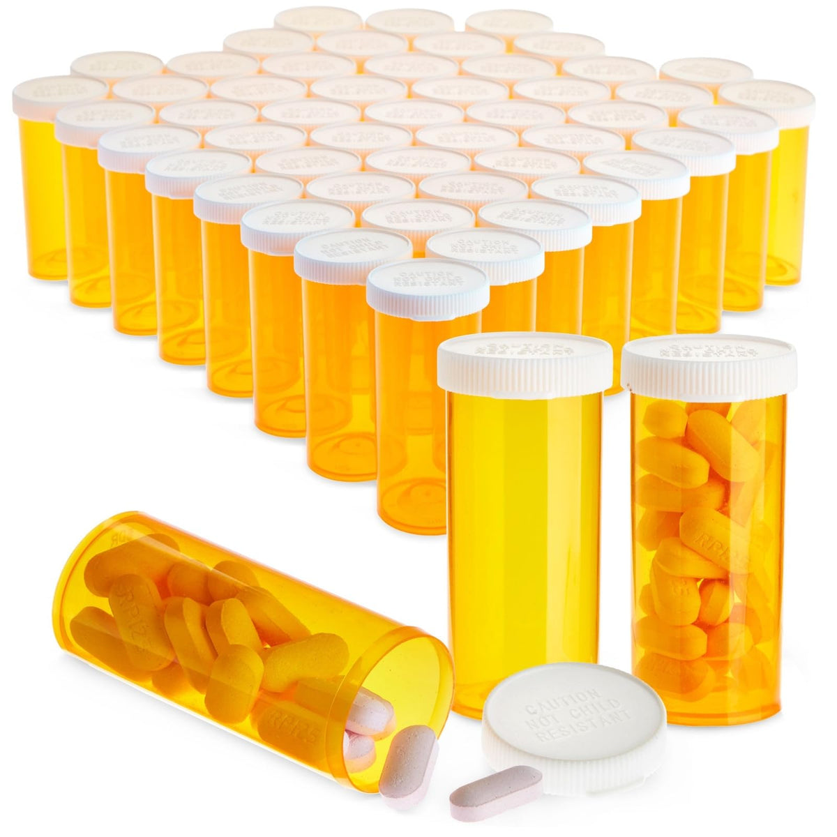 Juvale bouteilles-pilules cap Orange 50 unités pour stockage pratique.