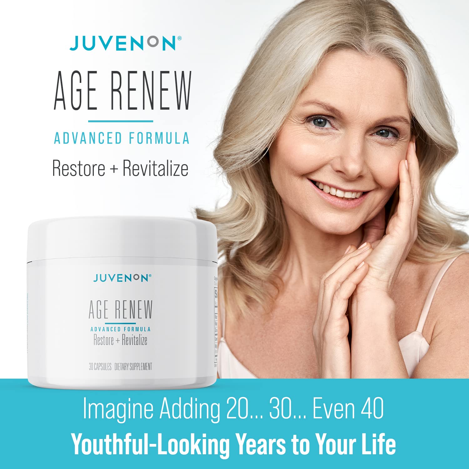 Juvenon AgeRenew Betaglucan – boîte d’emballage montrée pour une routine santé possible.