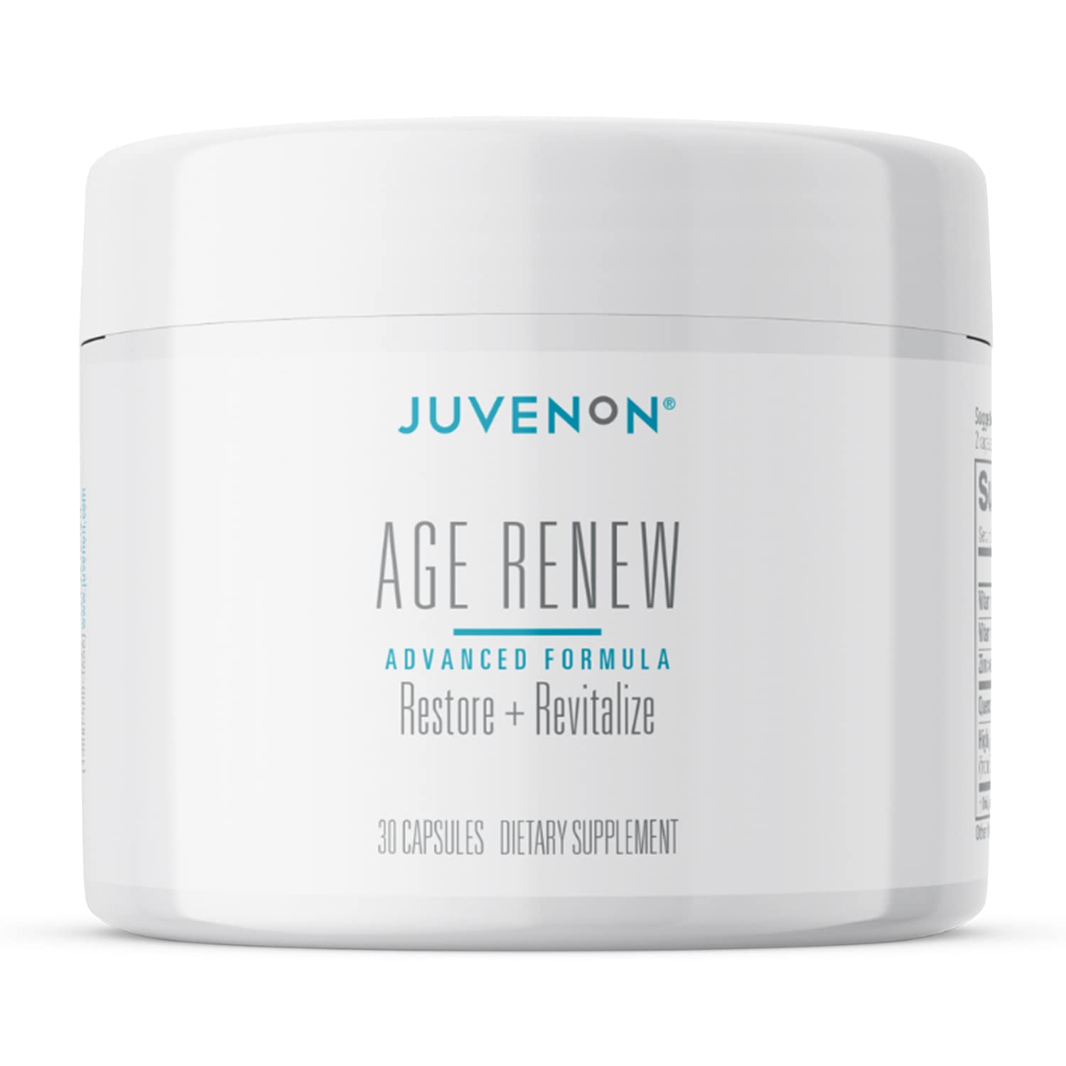 Juvenon AgeRenew Betaglucan – bouteille visible et impression de fraîcheur immunitaire potentielle.