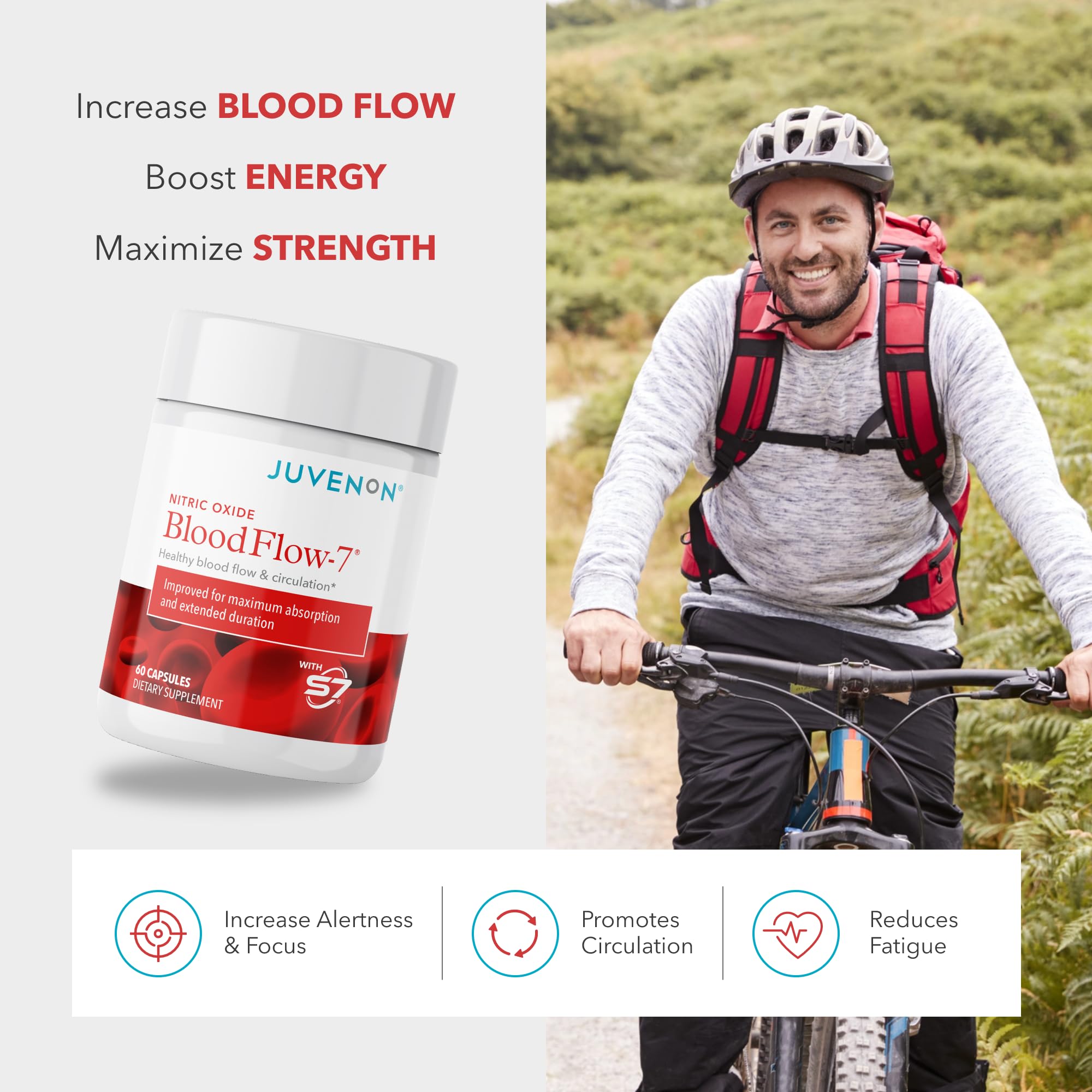 Capsules BloodFlow-7: formulation Nitrosigine et S7 pour favoriser l'apport sanguin pendant l'entraînement.