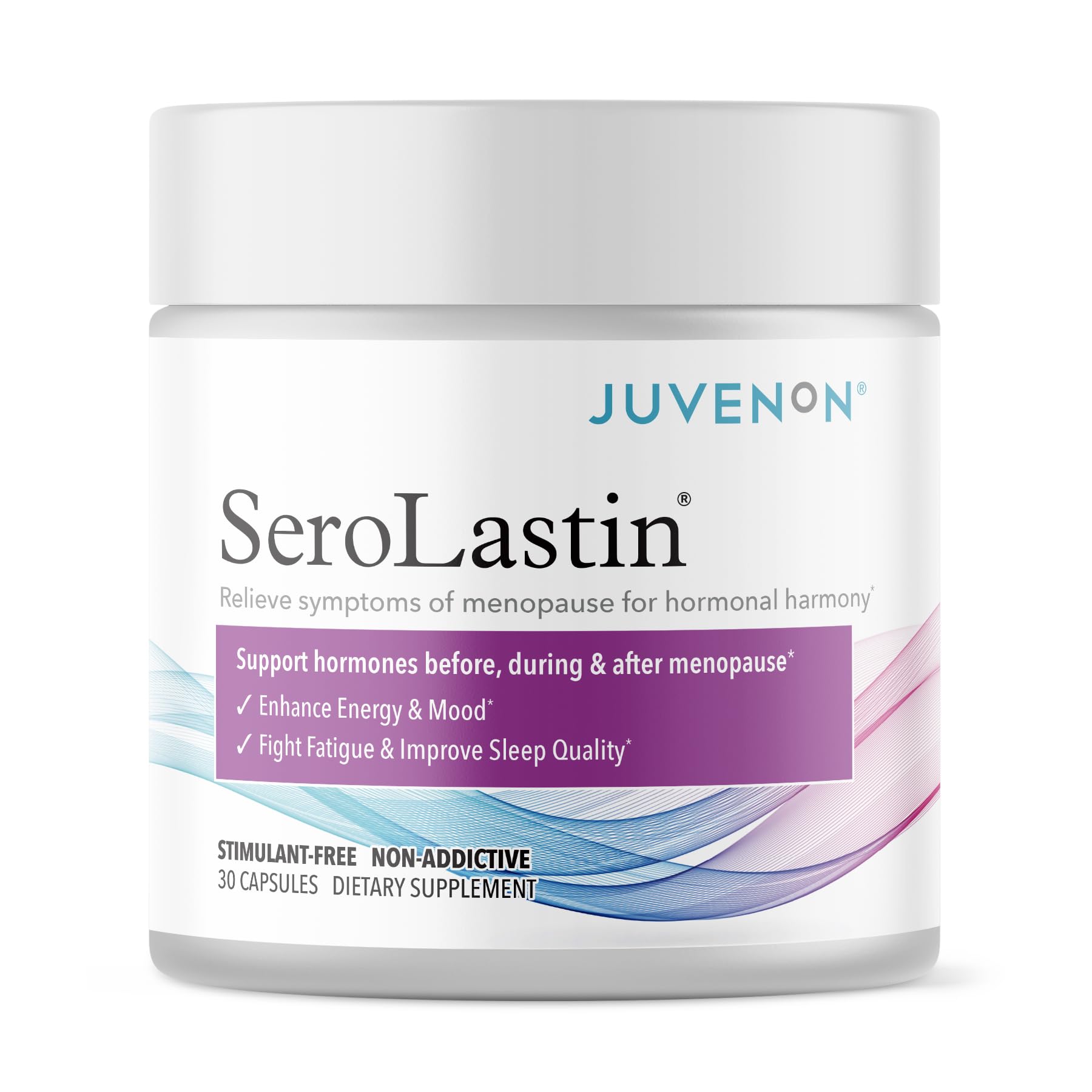 Juvenon SeroLastin bouteille capsules, soutien potentiel équilibre hormonal.