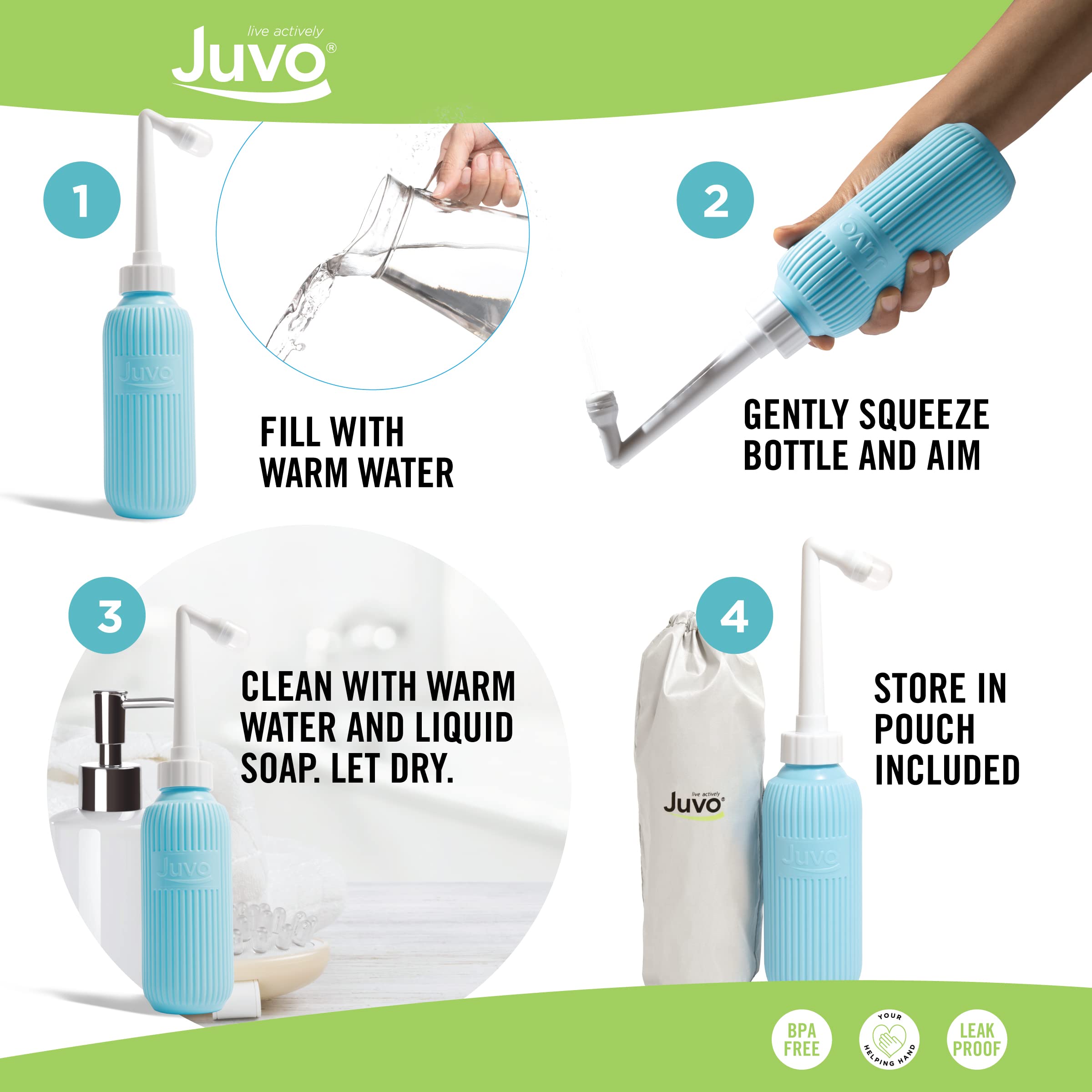 Juvo Peri Bottle Kit embouts spray droit et angle pour plus de flexibilité