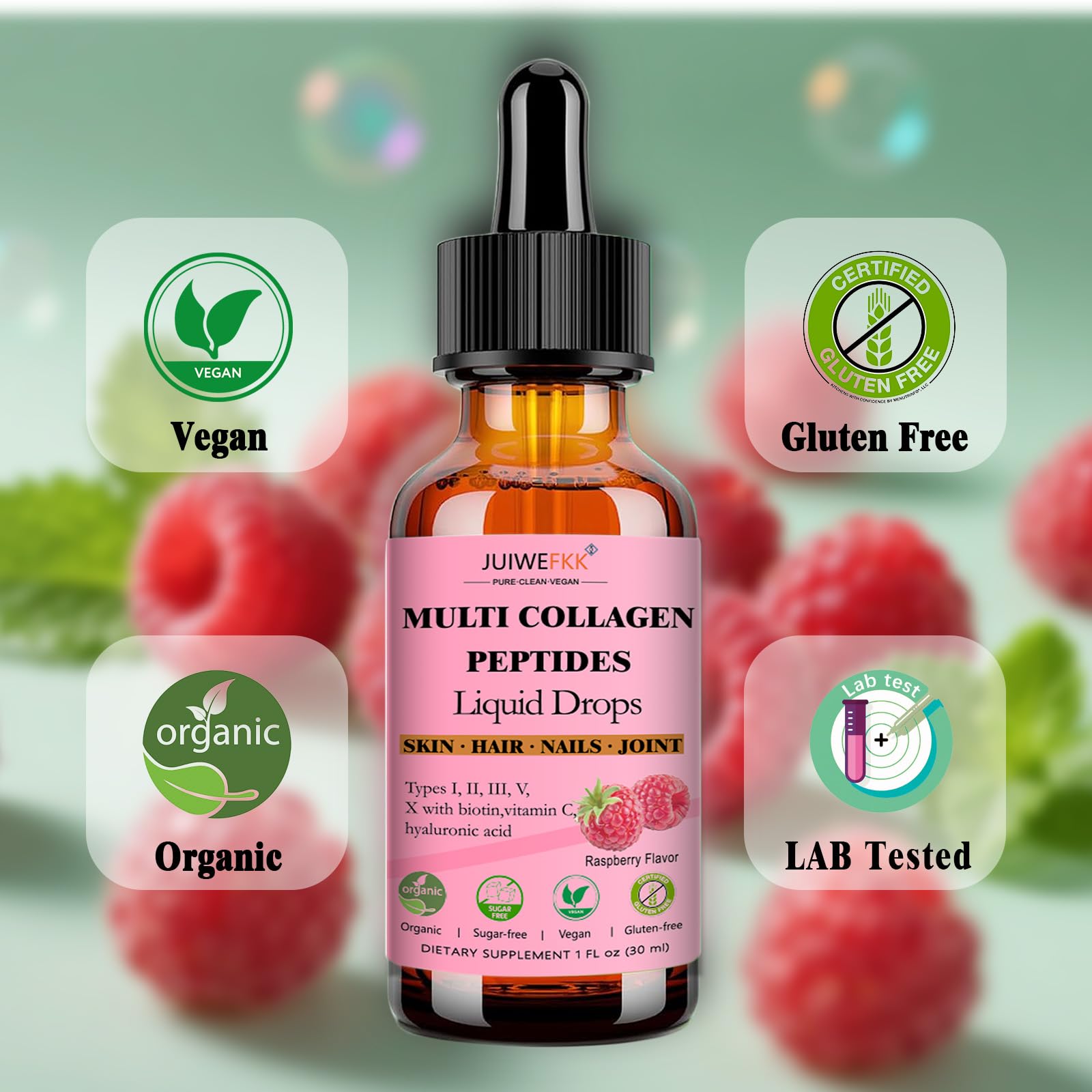 JUIWEFKK arome-framboise-collagene-liquide goût agréable et facile.
