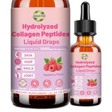 JUIWEFKK Multi Collagen Drops, bouteille framboise, pour peau hydratée et éclat durable.