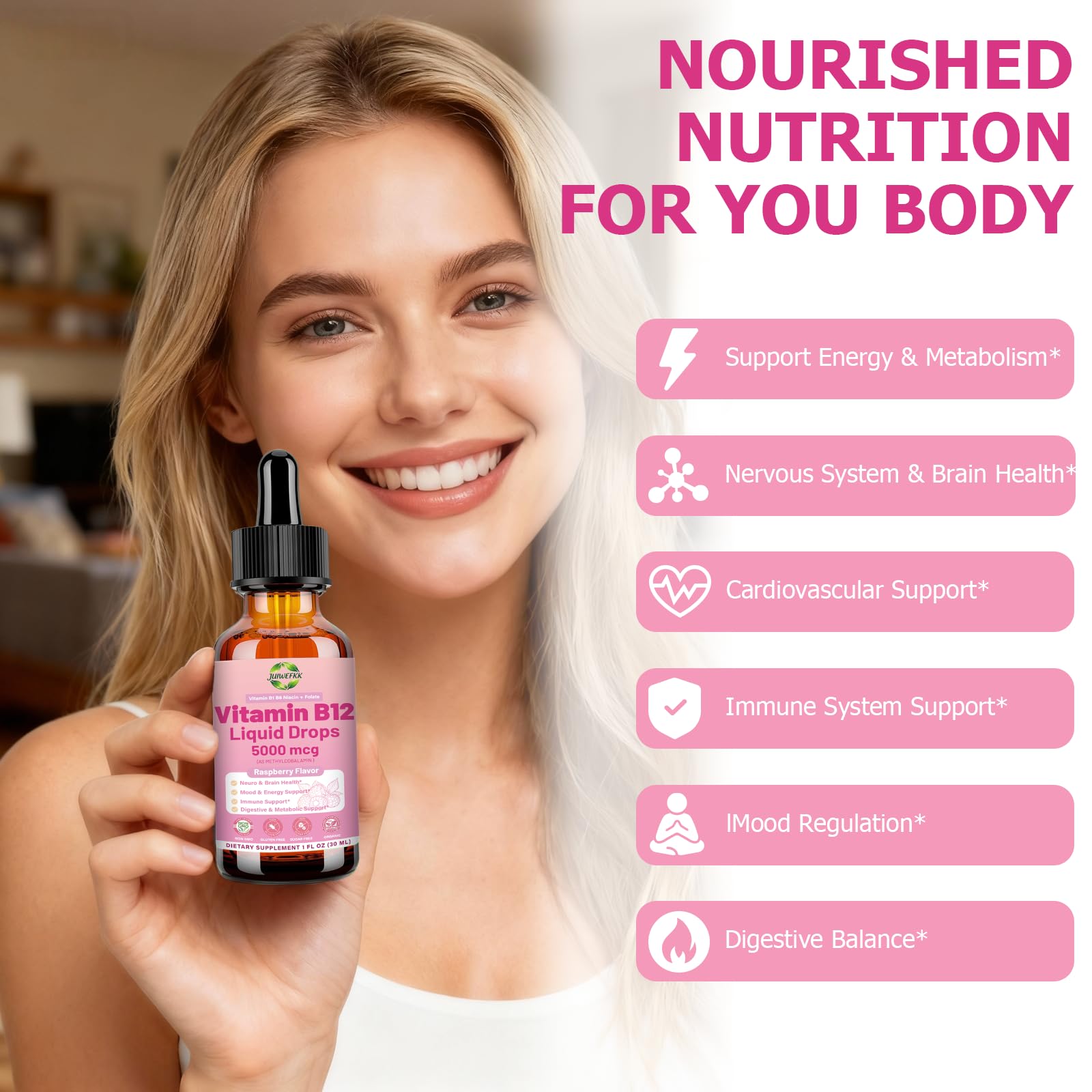 B12 JUIWEFKK: énergie et concentration soutenues grâce à l’absorption efficace.