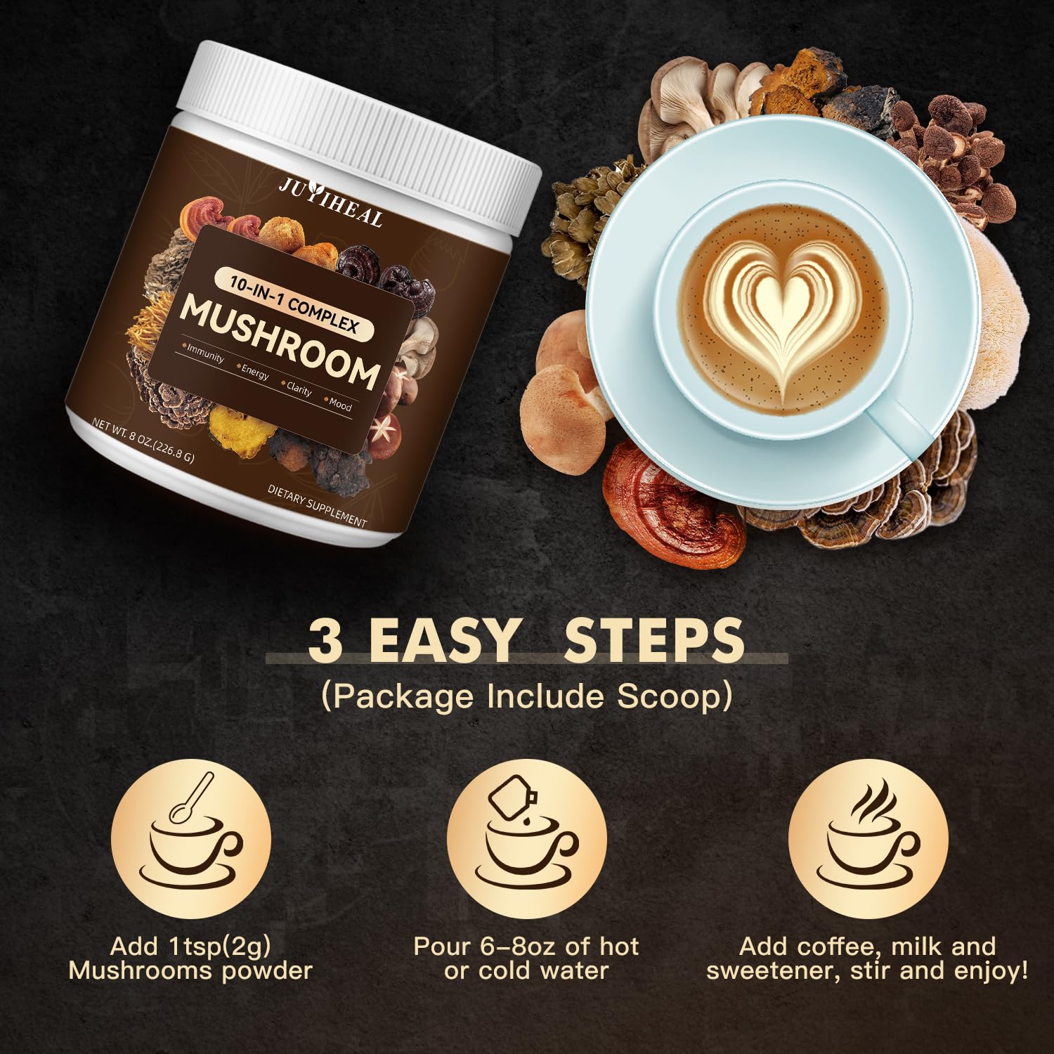 Smoothie ou café avec JUYIHEAL, enrichissant goût et bien-être potentiel.
