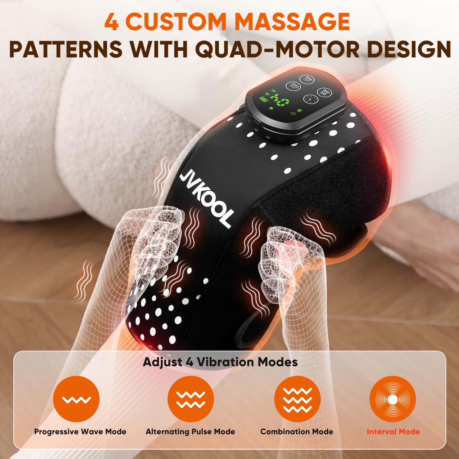 JVKOOL Genou: chauffage rechargeable pour utilisation sans fil en déplacement.