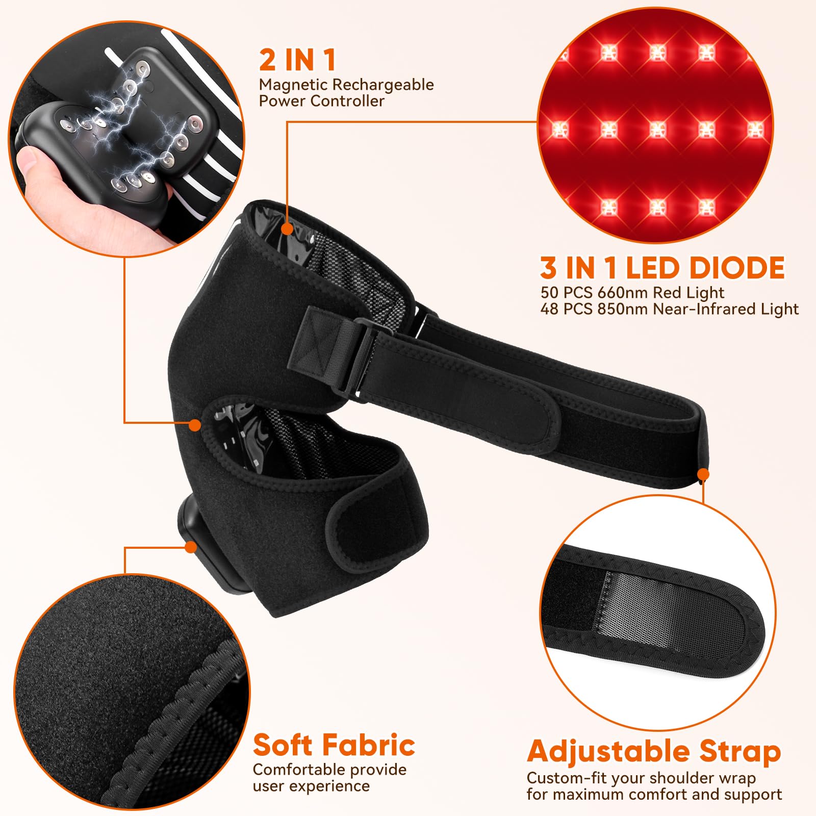 JVKOOL épaule – LED 3-en-1 pour des traitements ciblés.