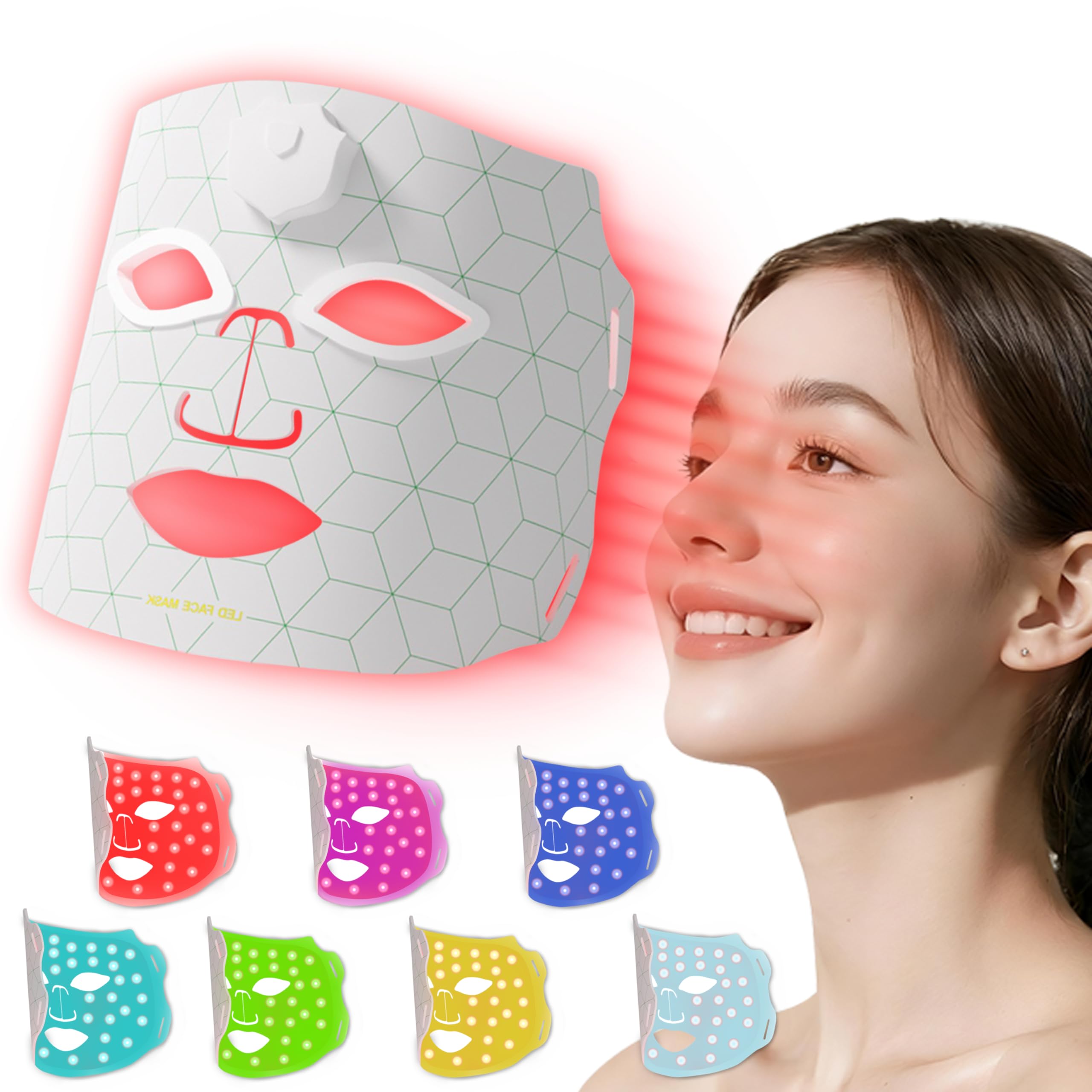 Masque JVV LED rouge visage sans fil, soin pratique à domicile.