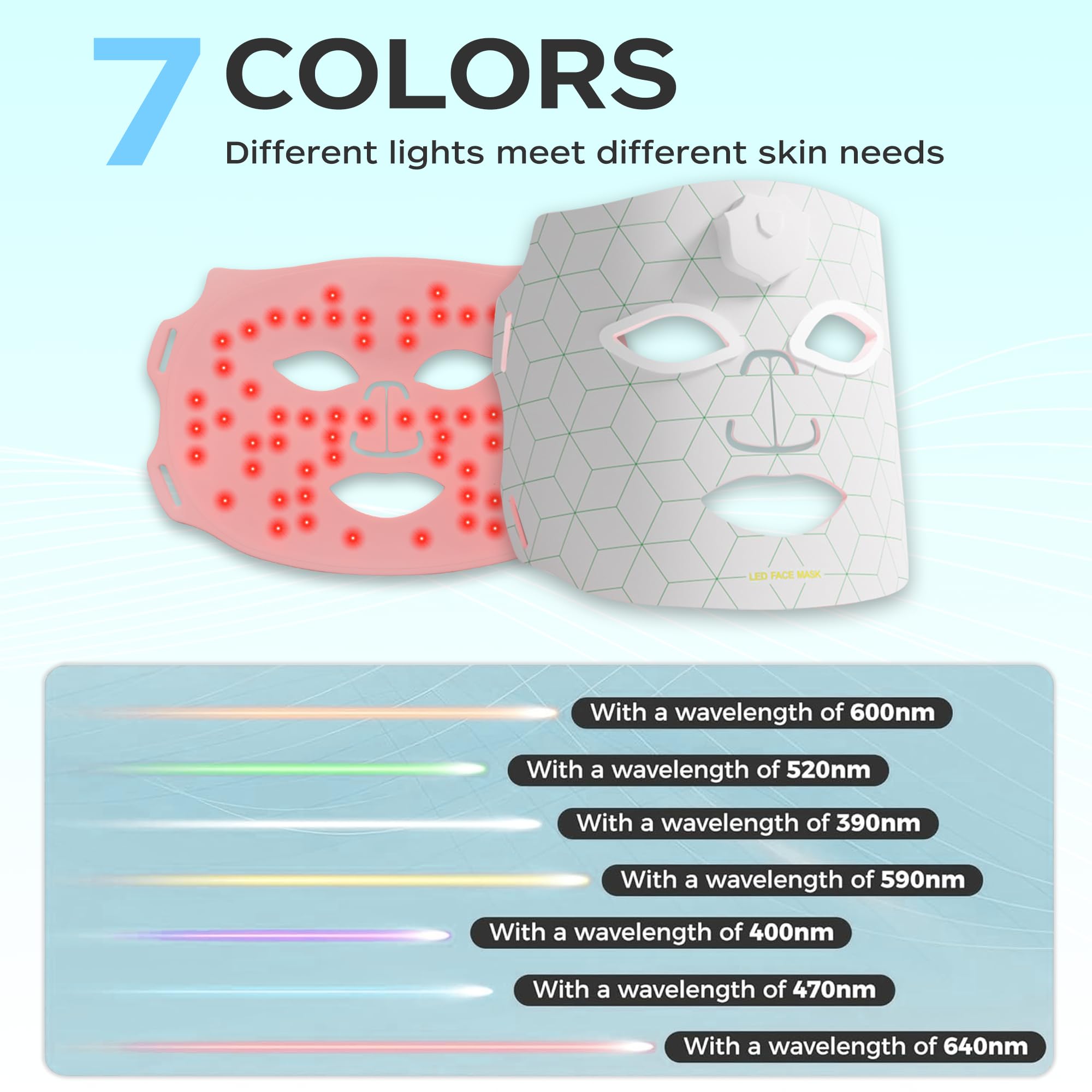 JVV masque LED silicone blanc confort pour toutes les peaux.