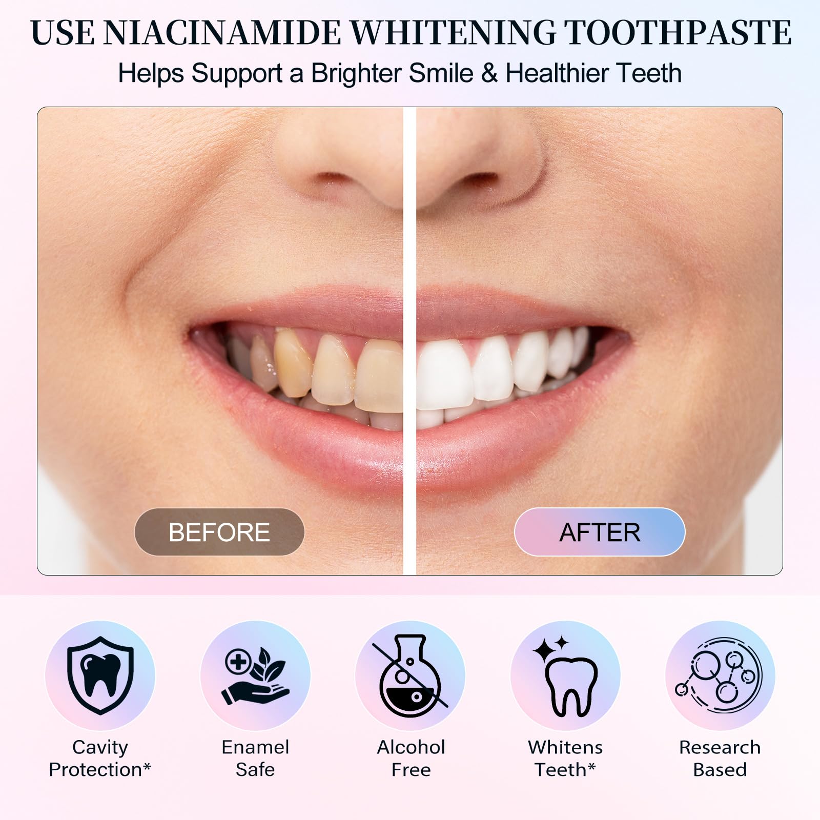JWBVCTCR dentifrice Niacinamide – haleine fraîche après chaque brossage.