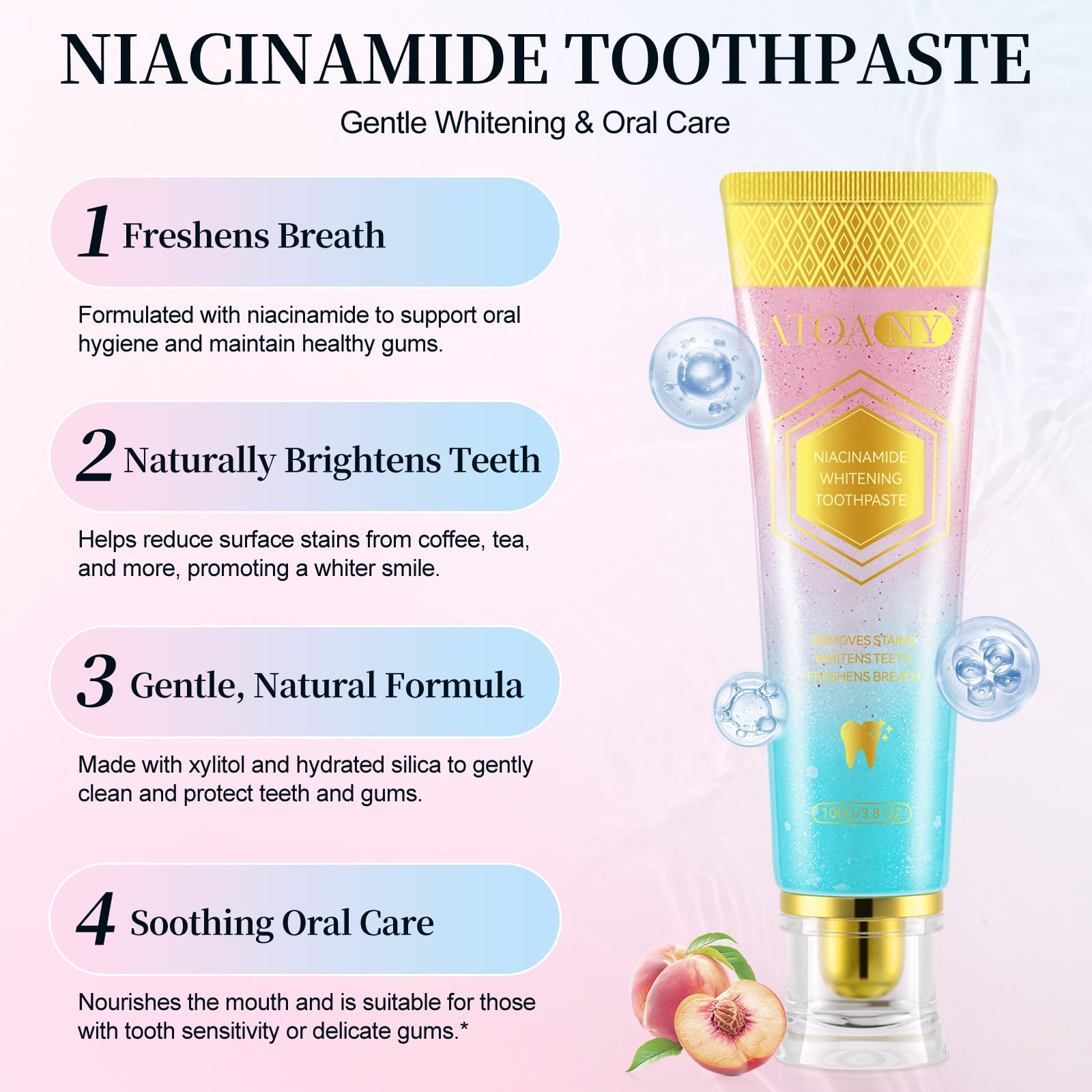 JWBVCTCR dentifrice Niacinamide – tube compact pour une utilisation quotidienne.