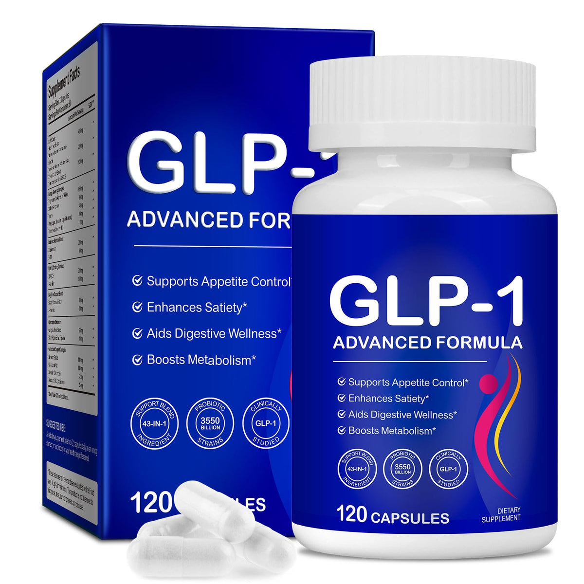 JWUOCBF GLP-1: bouteille et emballage, soutien potentiel à la satiété.