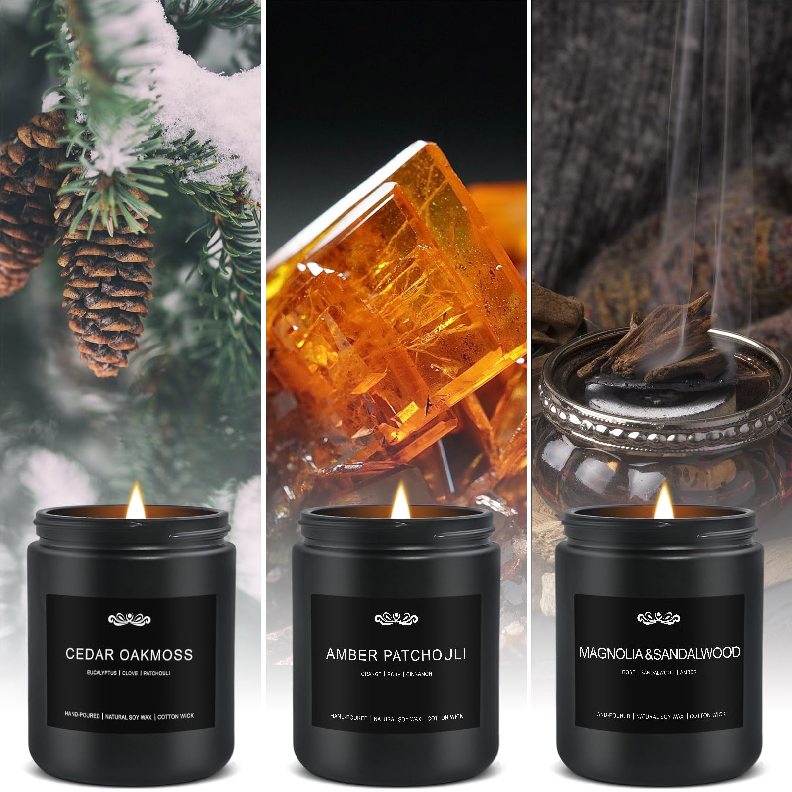 Bougies JXDLSQ créant une ambiance d’aromathérapie apaisante.