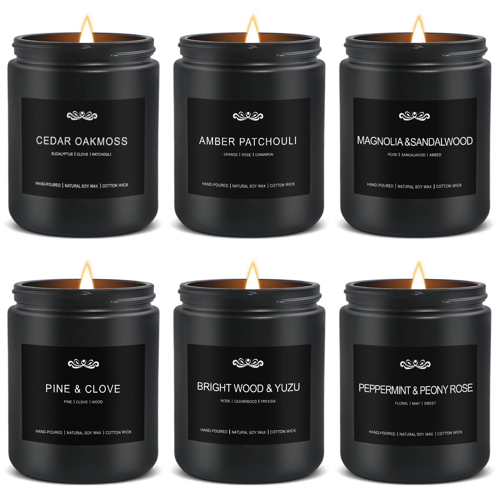 Bougies JXDLSQ ensemble 6 pièces pour homme, cadeau élégant et ambiance chaleureuse.