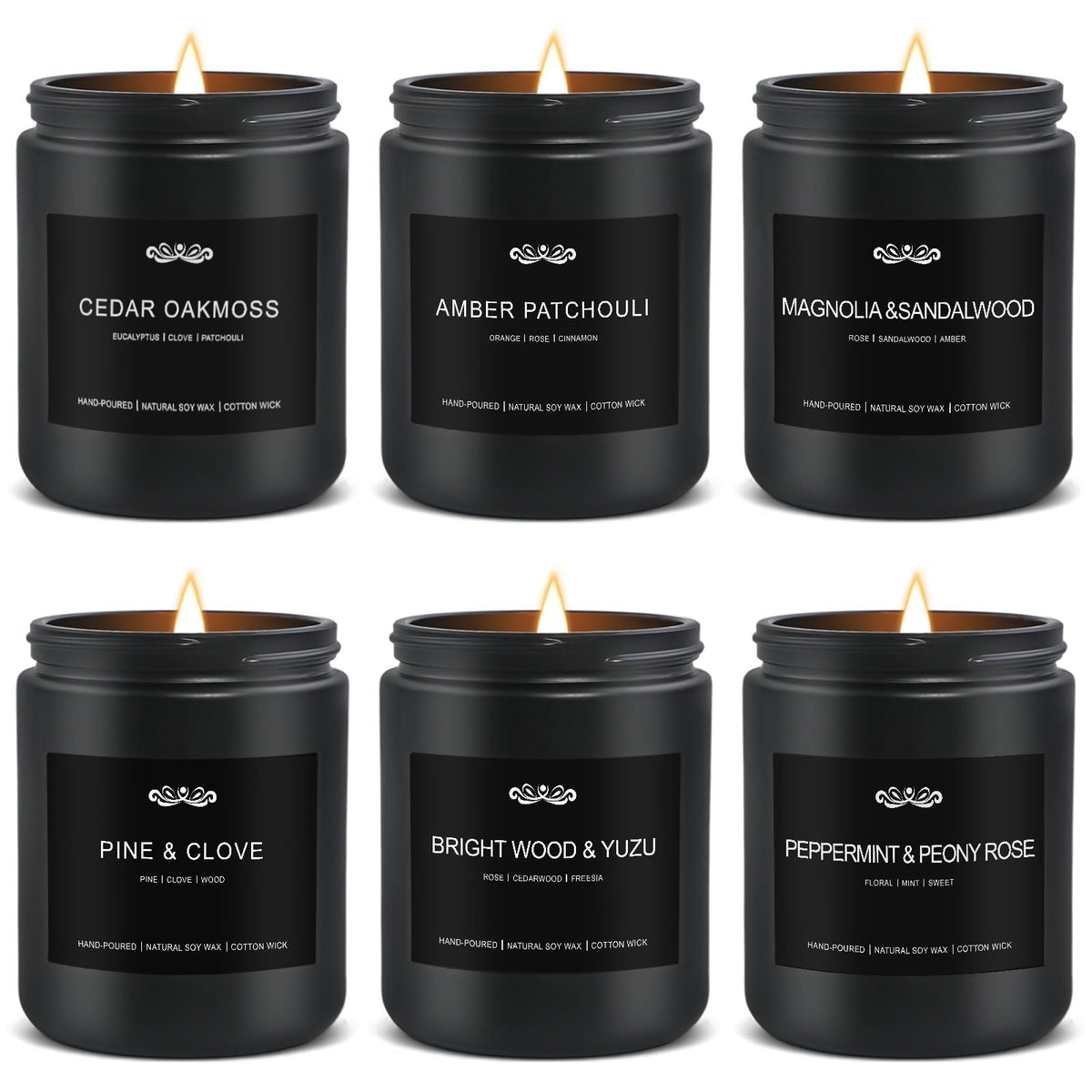 Bougies JXDLSQ ensemble 6 pièces pour homme, cadeau élégant et ambiance chaleureuse.