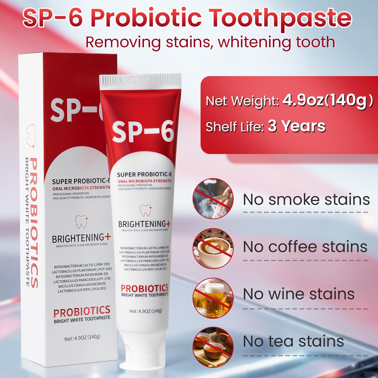 JYEOUX SP-6 dentifrice – emballage soigné et sans fluorure.