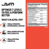 Étiquette complète d Alpha JYM montrant les actifs et le profil du produit.