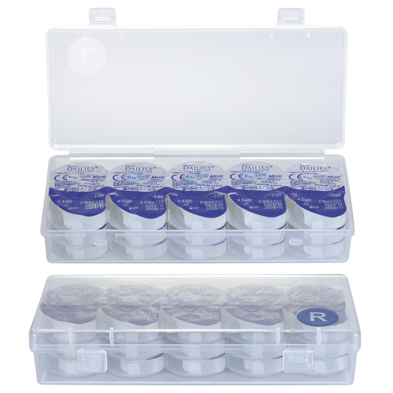 JynJyn étui lentilles 2-pack ouvert, stockage pratique pour lentilles quotidiennes